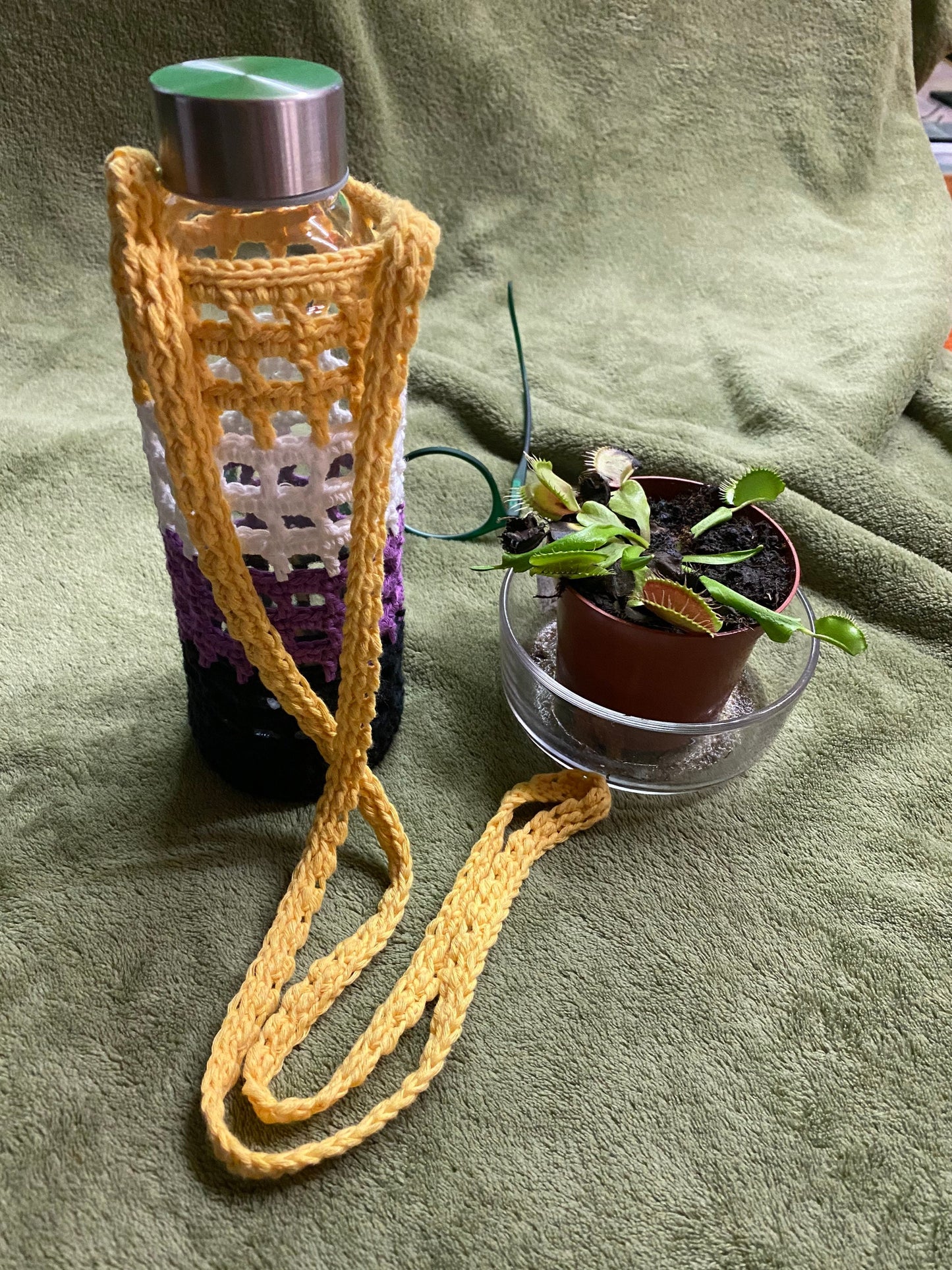 LGBT Pride Non-Binary Flag Crochet Bottle Holder Crossbody Bag