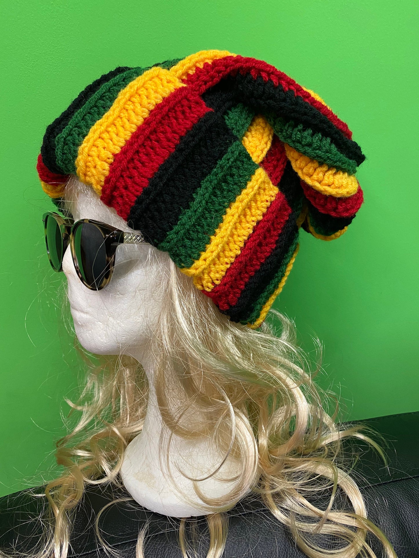 Oversized Rasta Dreadlock Beanie: Handmade Reggae Crochet Hat