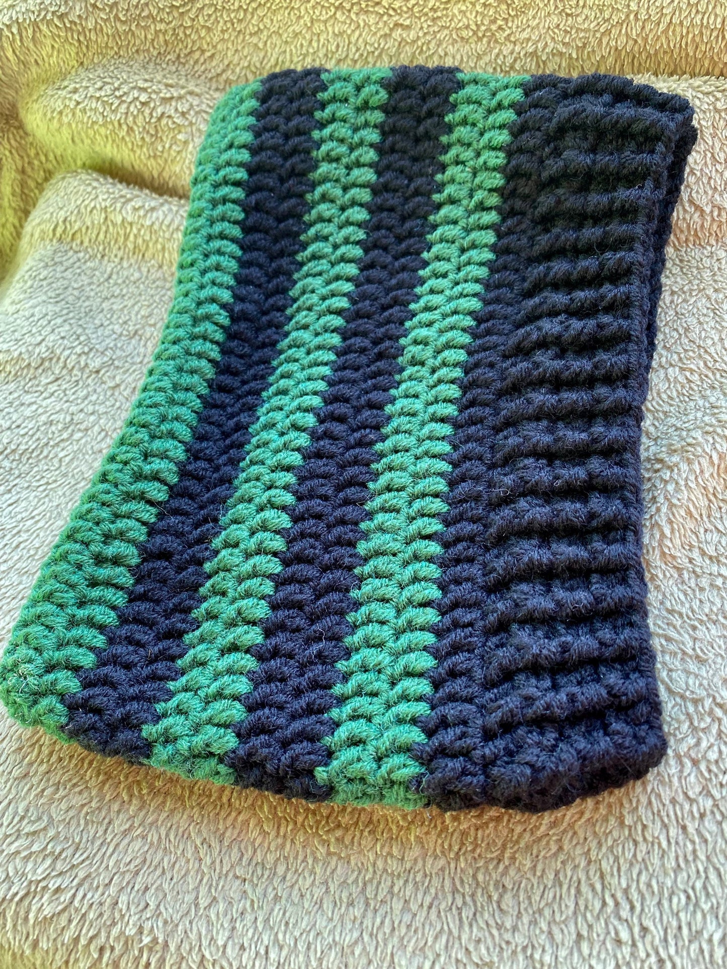 Handmade Crochet Cat Ear Beanie: Striped Wool-Acrylic Hat