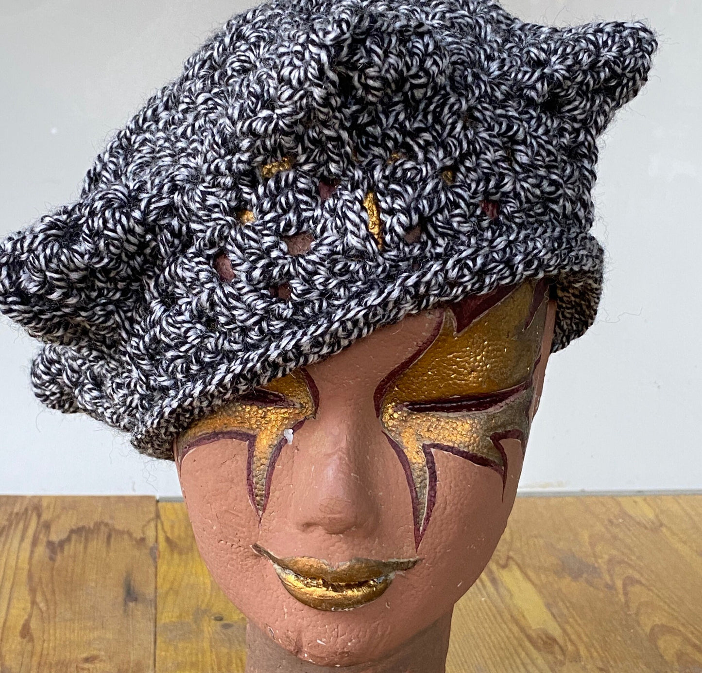 star-shared hat, star beret, grey hat, Hexagon hat, hexagon crochet hat, gray hat, hexagon hat, crocheted hat, Mother’s Day gift