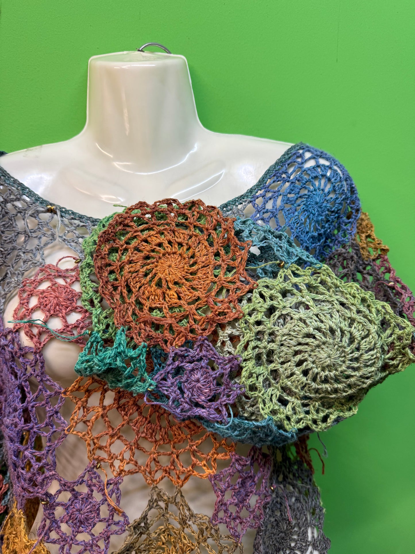 Handmade Circle colorful unique crochet blouse