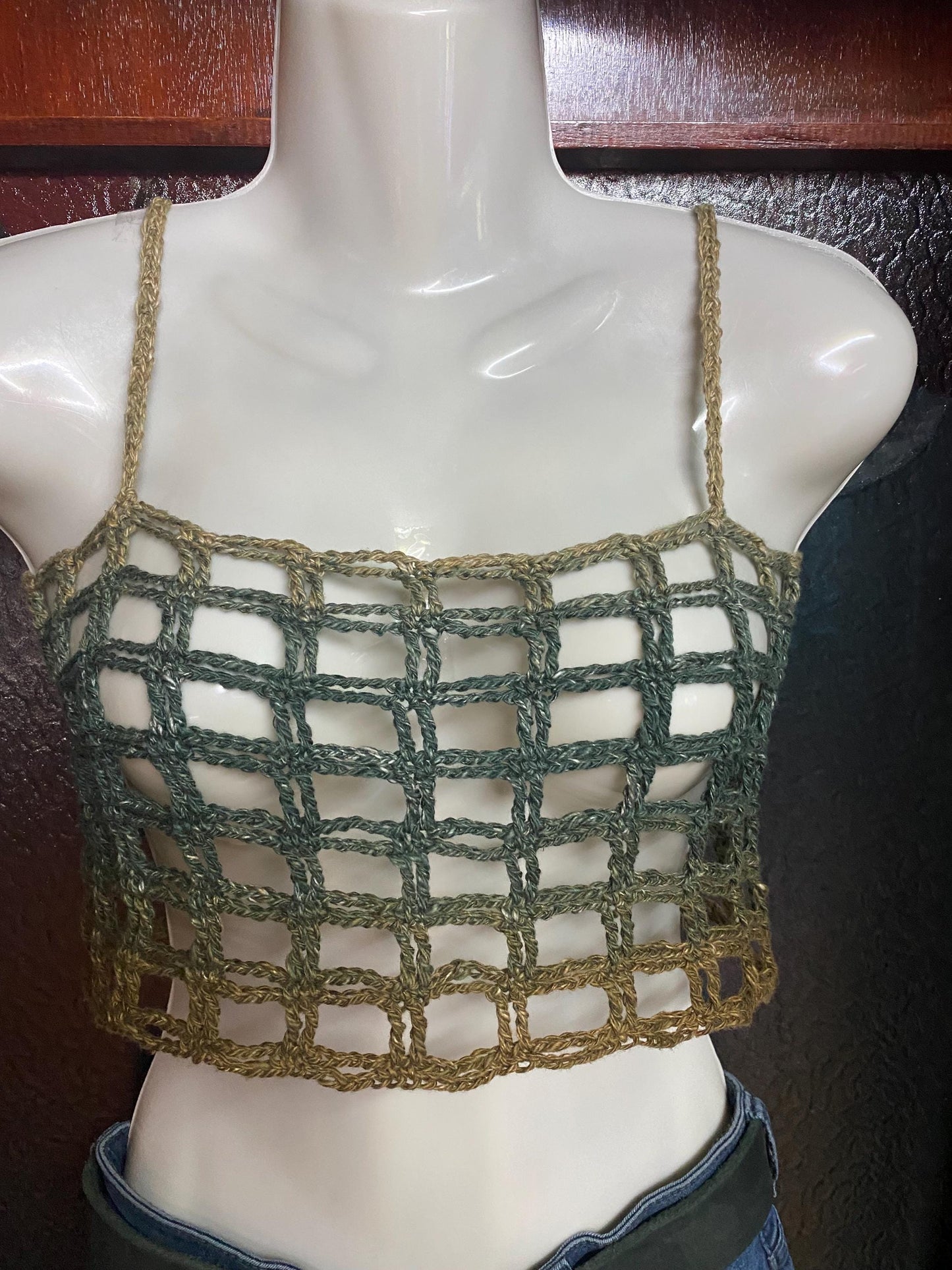 Mesh crochet crop top, tank top, sleeveless shirt, sleeveless crop top, crochet tank top, braces shirt, braces crop top, crochet crop-top