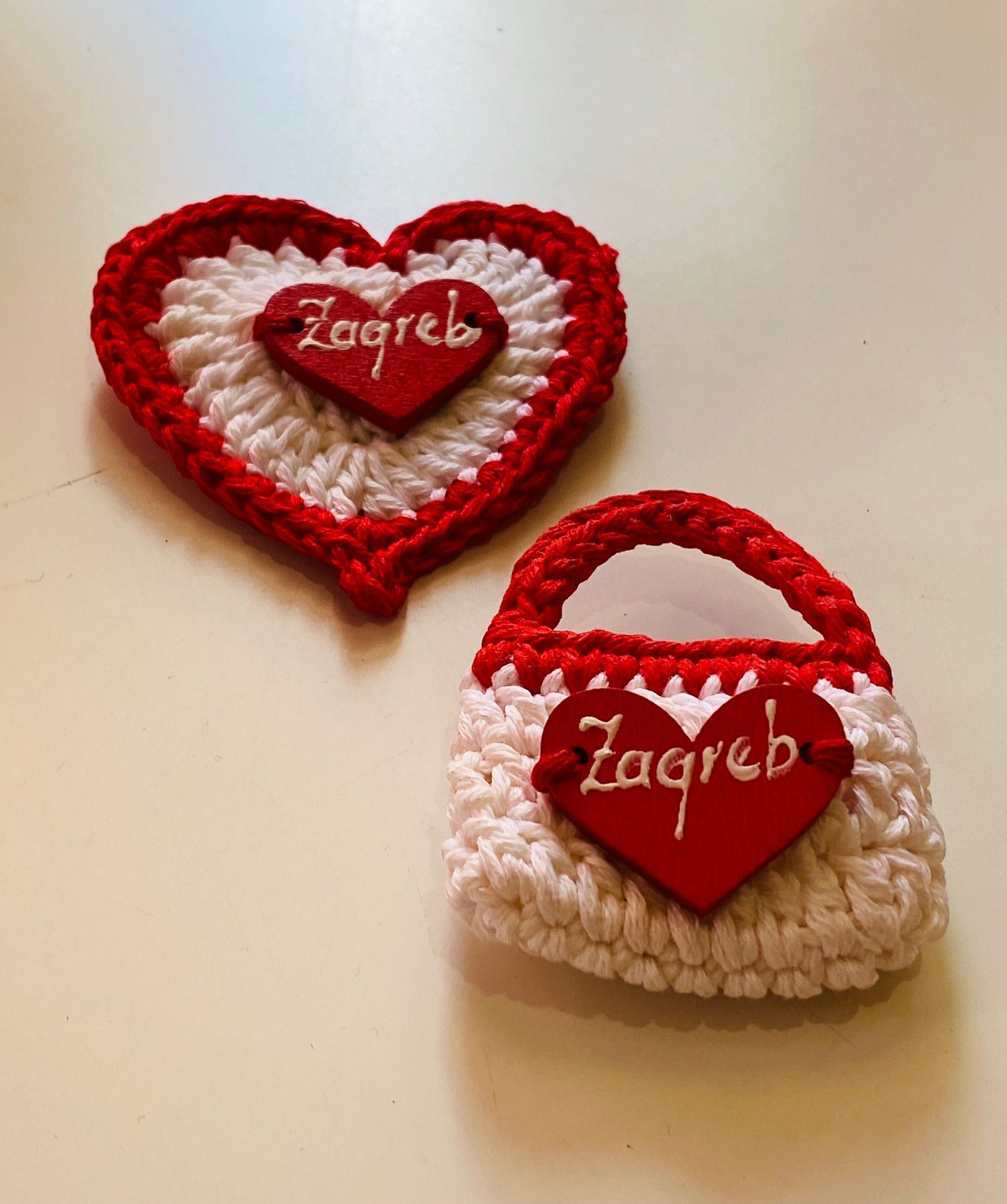 Crochet Zagreb Fridge Magnets: Handmade Cotton Set of 2