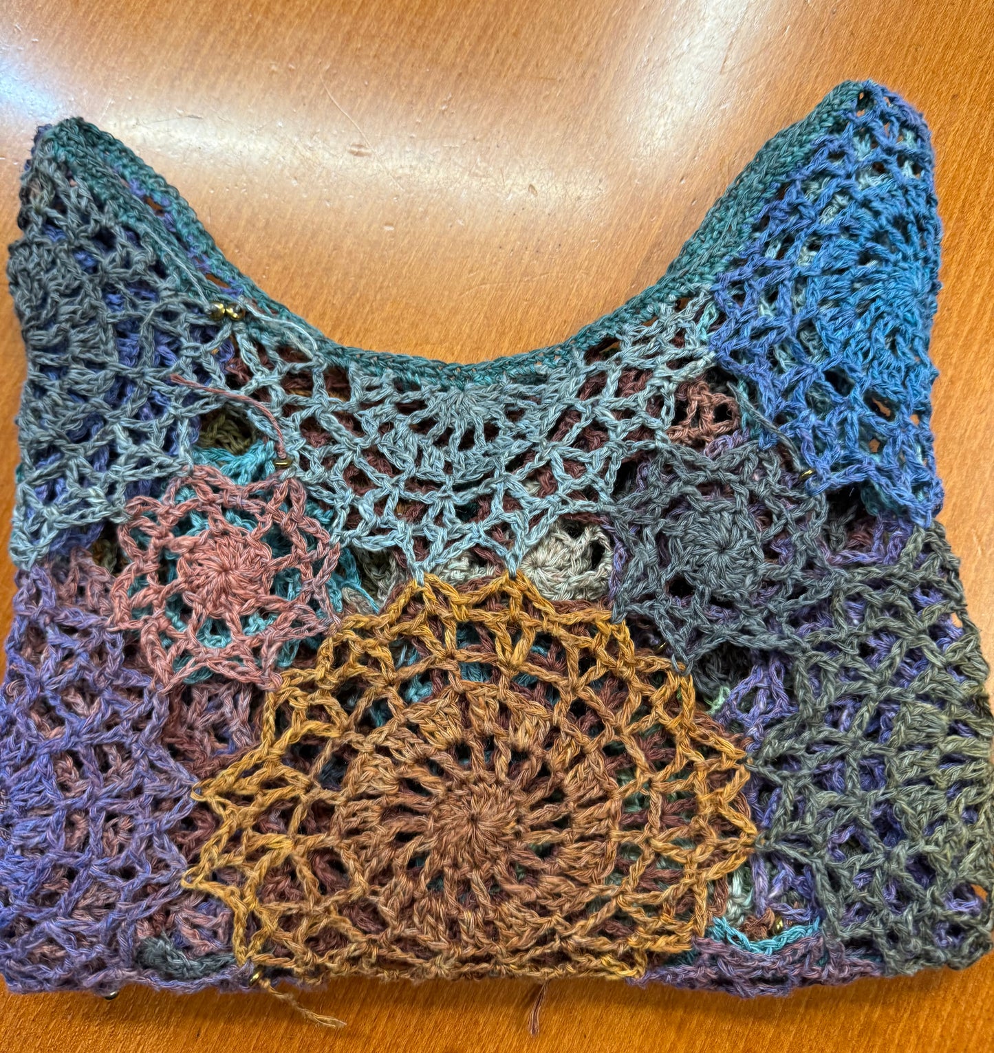 Handmade Circle colorful unique crochet blouse