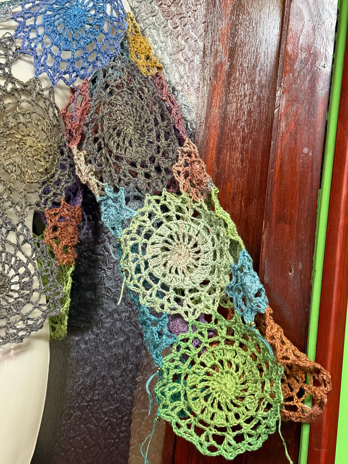 Handmade Circle colorful unique crochet blouse