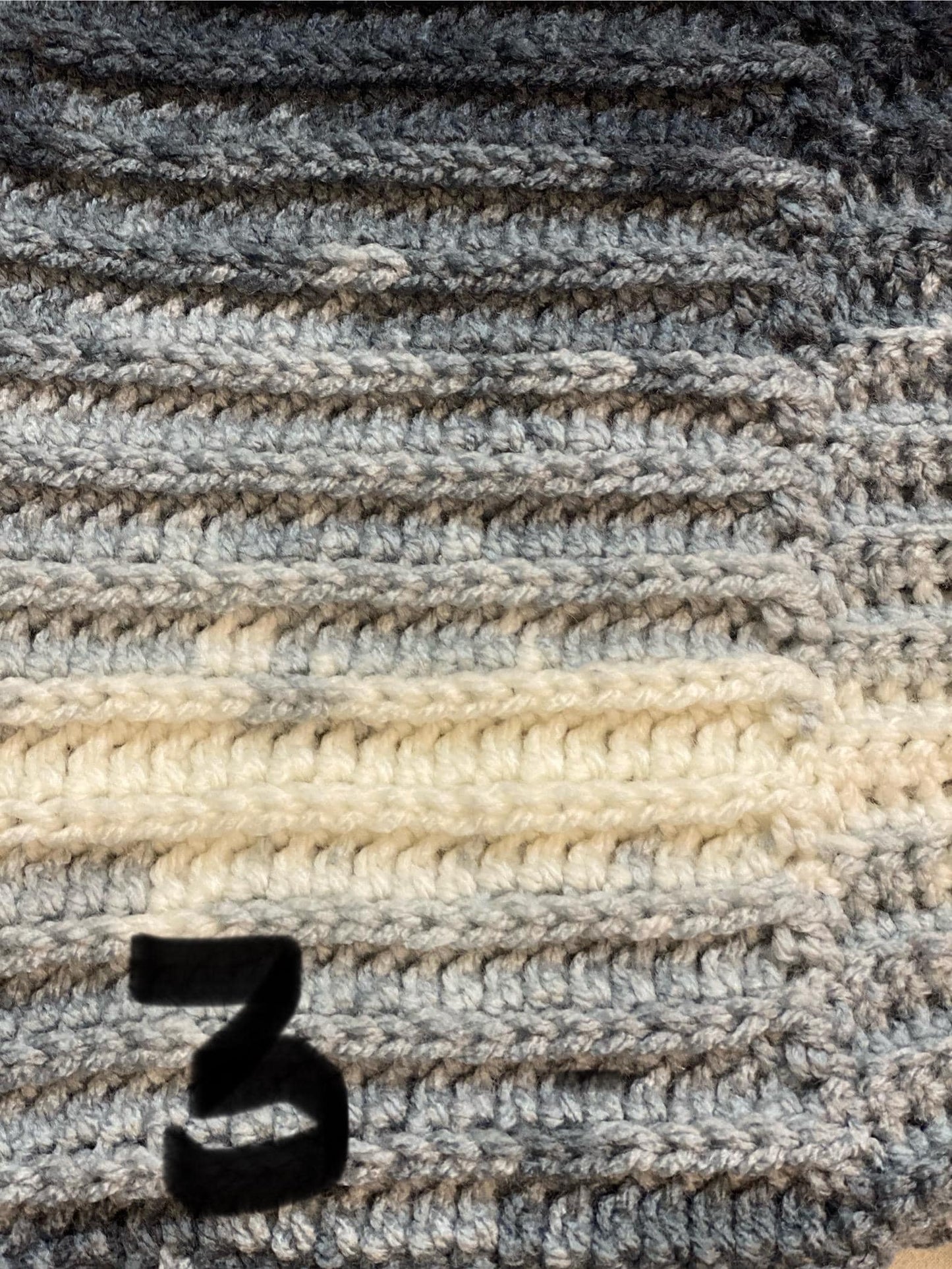 Crochet cat ear beanie, ombre striped square hat, y2k aesthetic winter cap, handmade aesthetic grunge hat, gray and white striped kitty hat