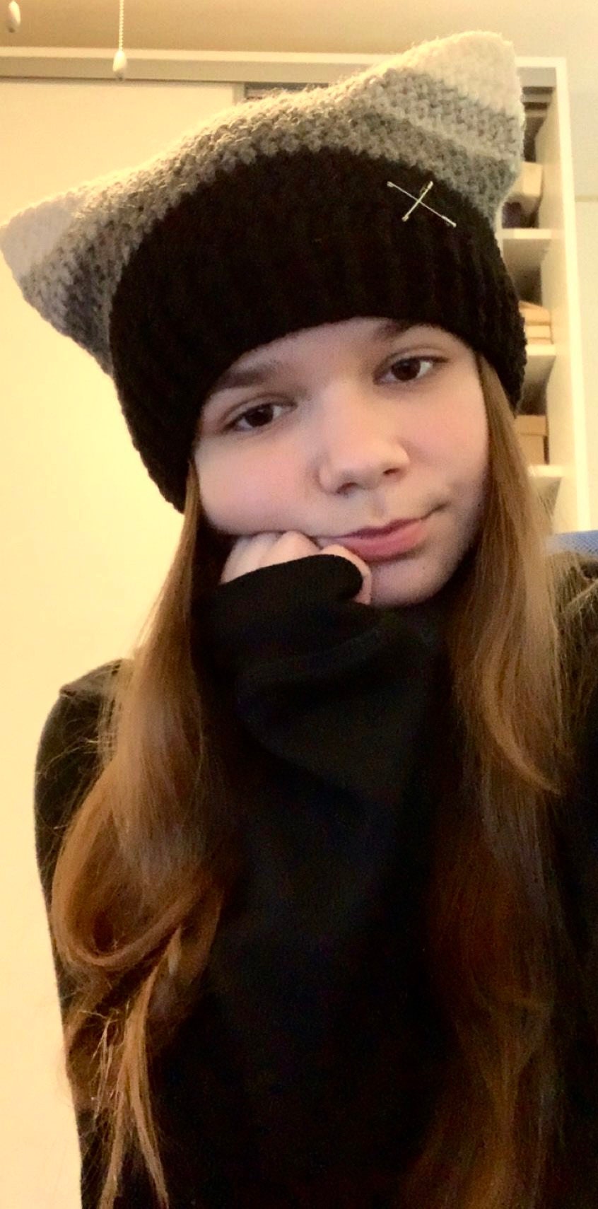 Crochet Cat Ear Beanie: Handmade Wool Blend Pin Hat
