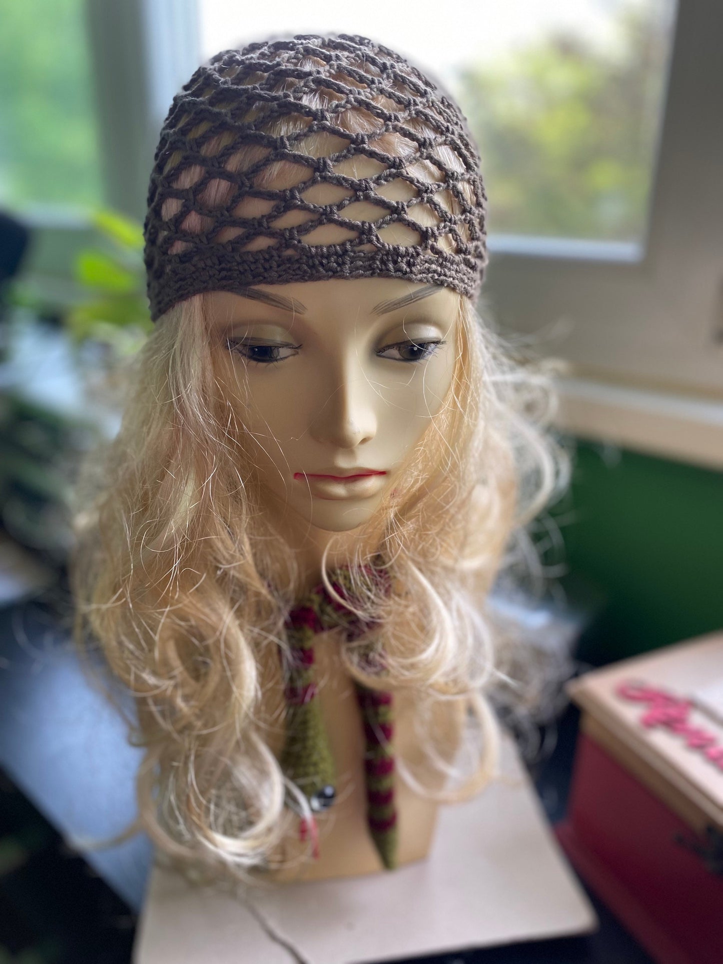 Crochet mesh hat, Olive mesh crochet beanie, web beanie, olive crochet beanie, mesh crochet hat, viscose&silk hat, crochet hat, hair net