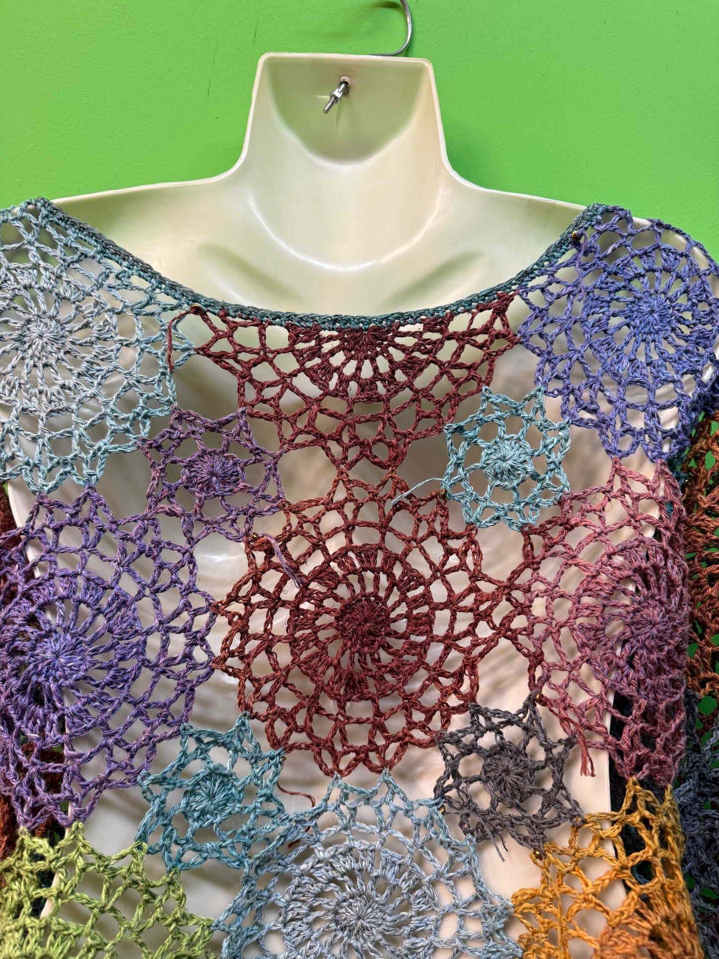 Handmade Circle colorful unique crochet blouse