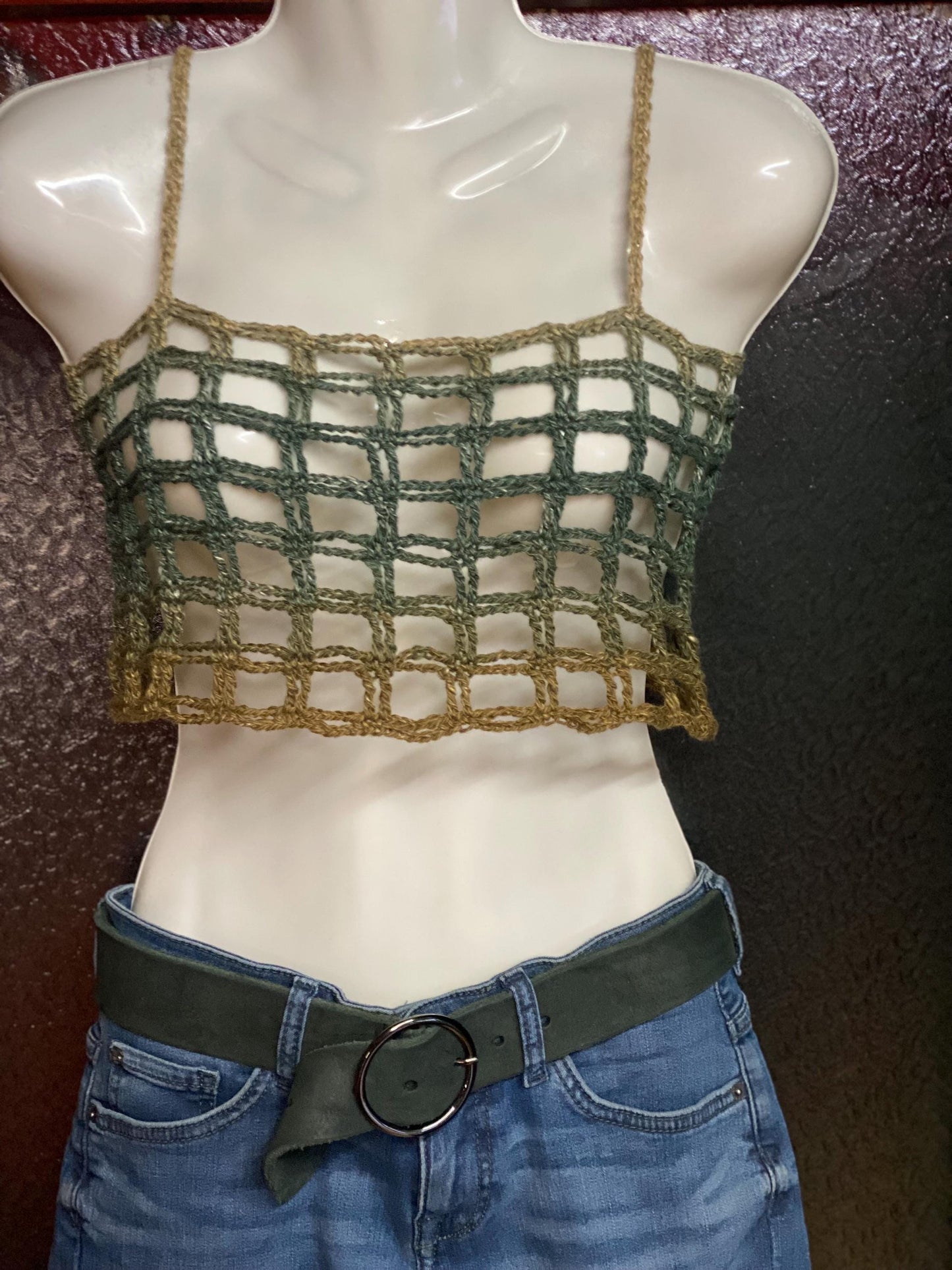 Mesh crochet crop top, tank top, sleeveless shirt, sleeveless crop top, crochet tank top, braces shirt, braces crop top, crochet crop-top