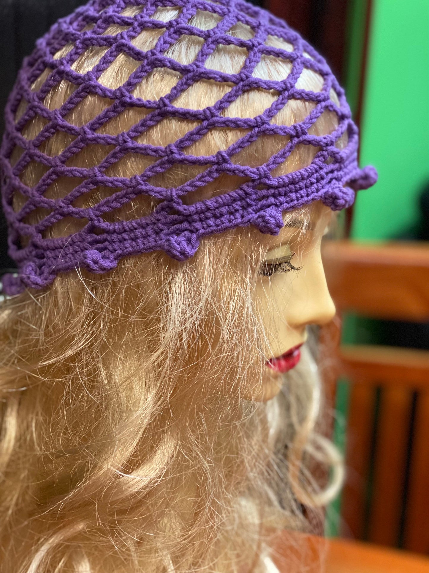 Purple Mesh beanie, netted mesh beanie, lilac crochet mesh hat, handmade mesh hat, handmade gift gift for her  crochet web beanie