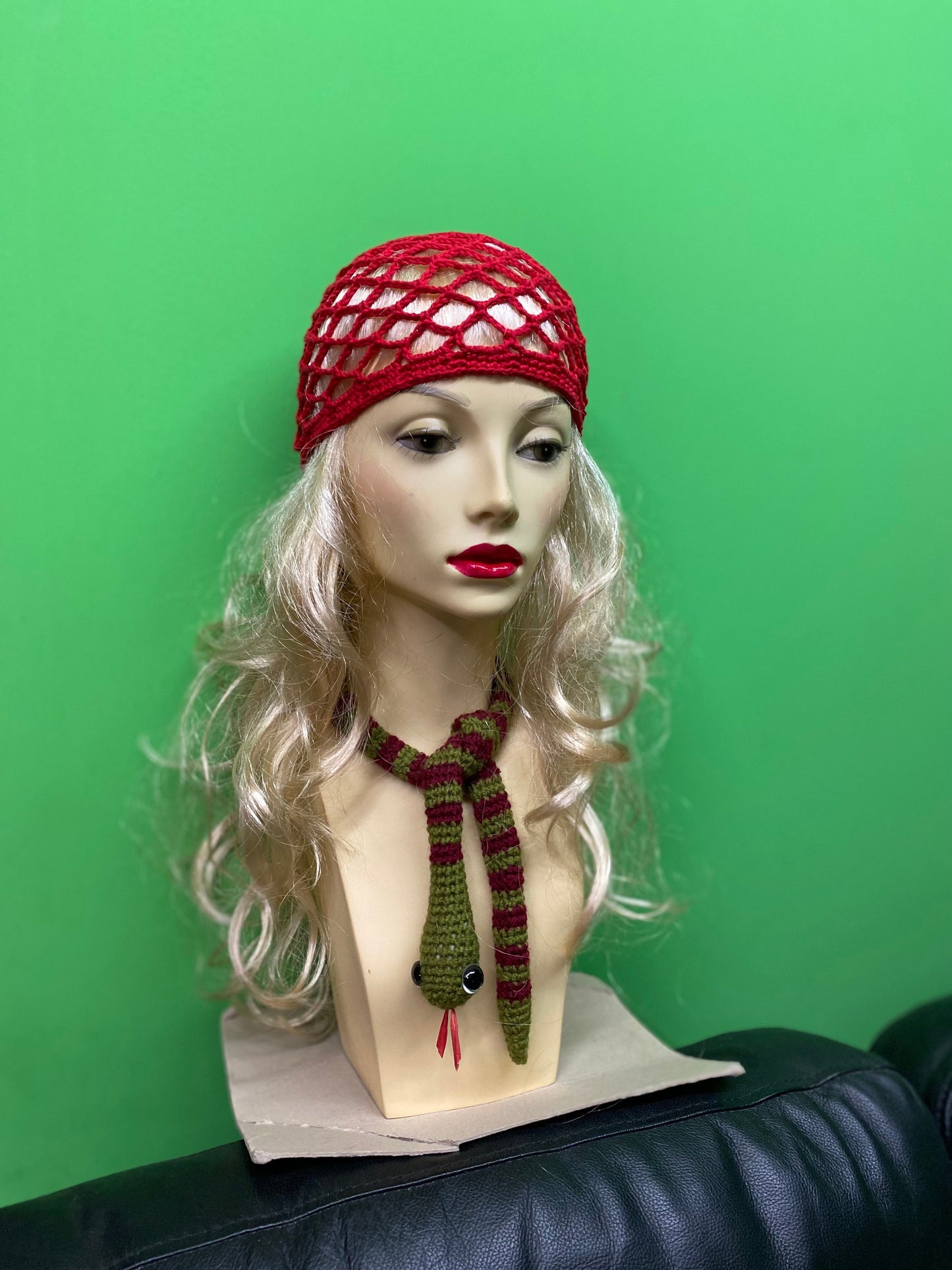 Red crochet mesh beanie, black netted mesh beanie, green crochet mesh hat, handmade mesh hat, handmade gift, gift for her, web hat