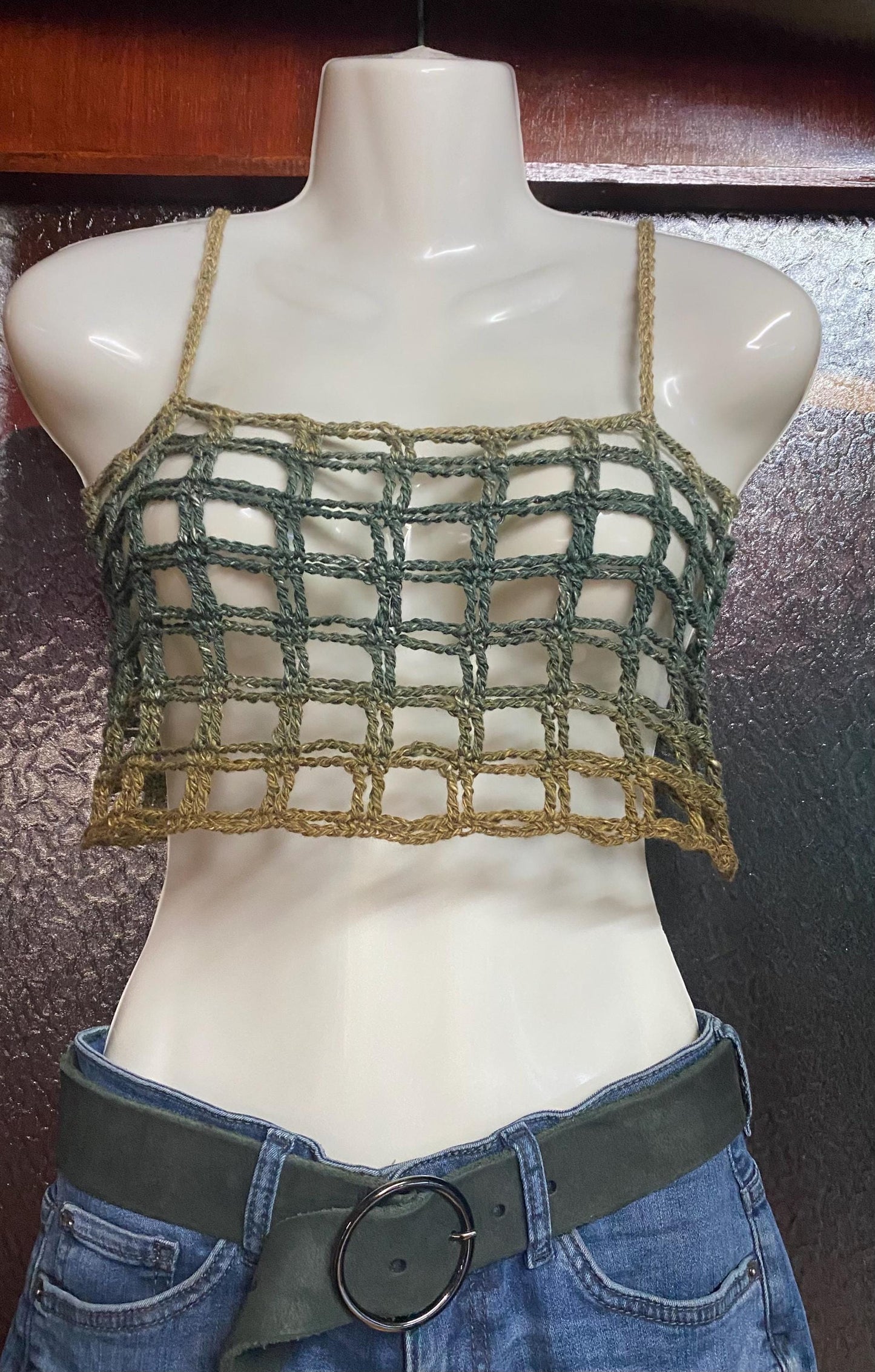 Mesh crochet crop top, tank top, sleeveless shirt, sleeveless crop top, crochet tank top, braces shirt, braces crop top, crochet crop-top