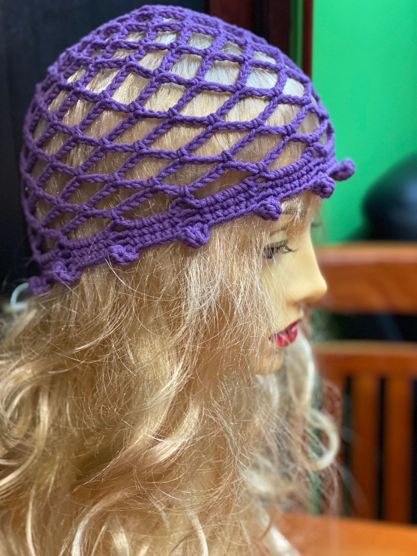 Purple Mesh beanie, netted mesh beanie, lilac crochet mesh hat, handmade mesh hat, handmade gift gift for her  crochet web beanie