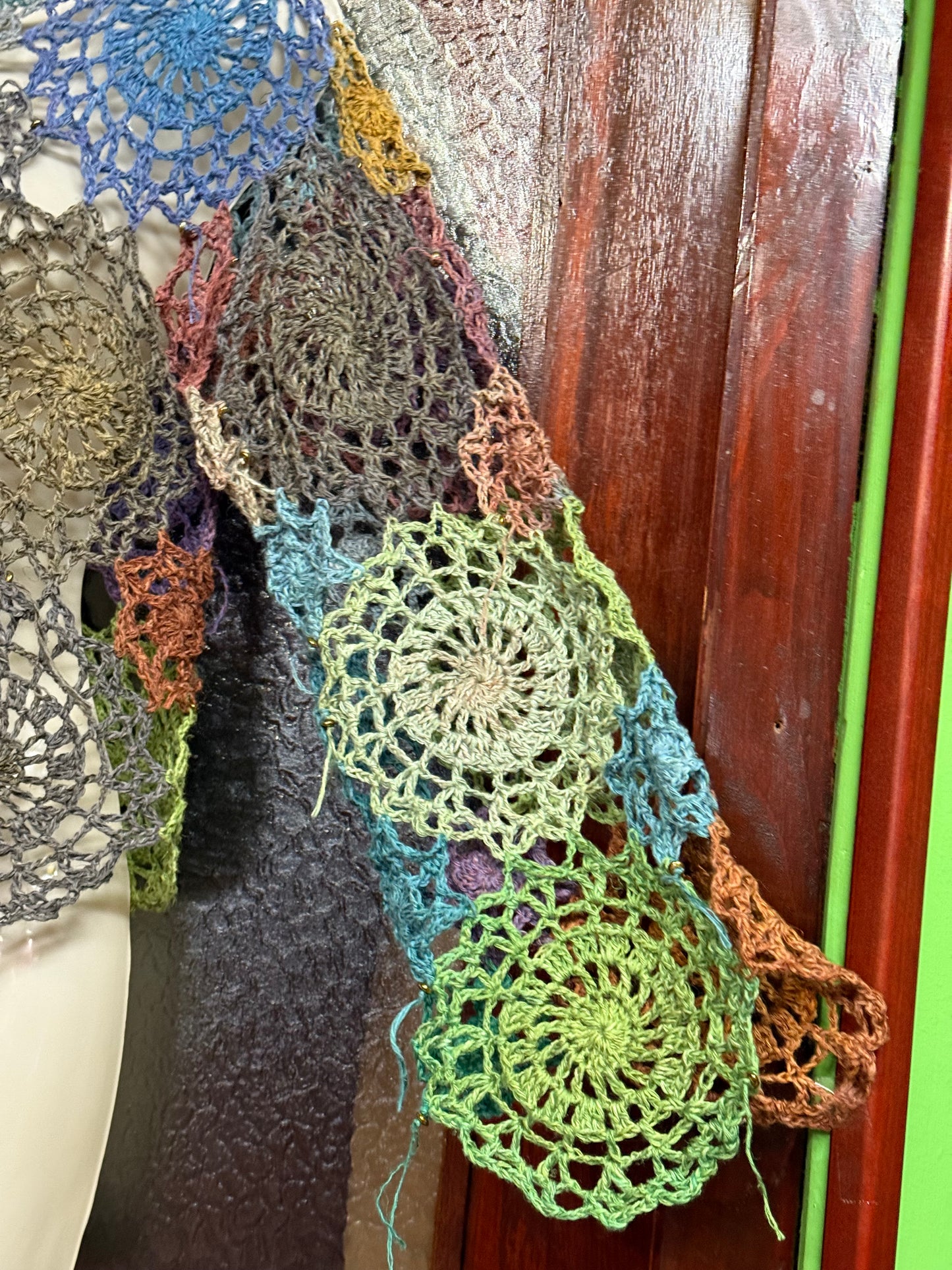 Handmade Circle colorful unique crochet blouse