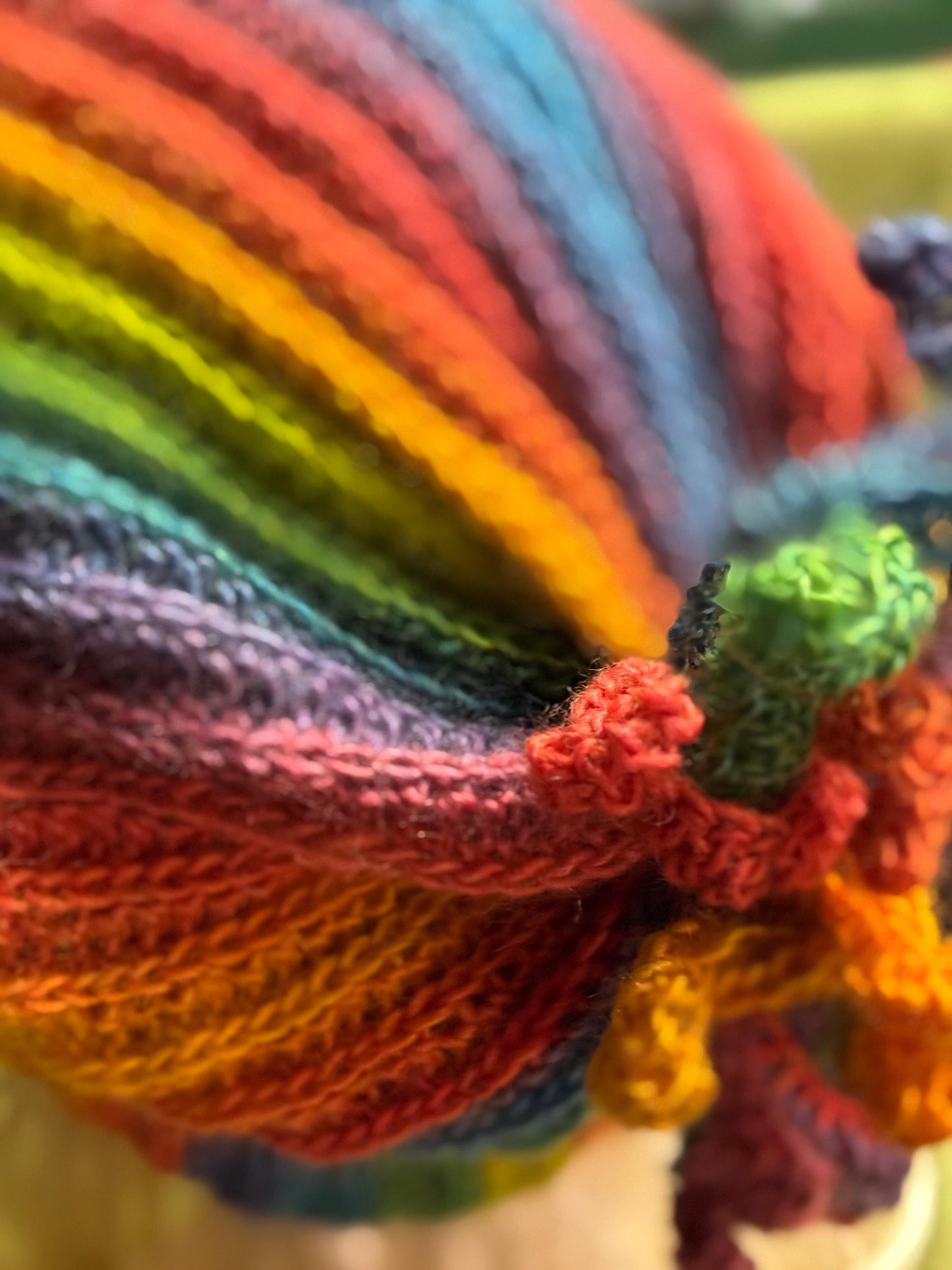Crochet Rainbow Hat, Colorful Winter Beanie, Unique Spiral Pom Pom Hat, Handmade Gift for Her, Vibrant Boho Winter Accessory, Wool Knit hat