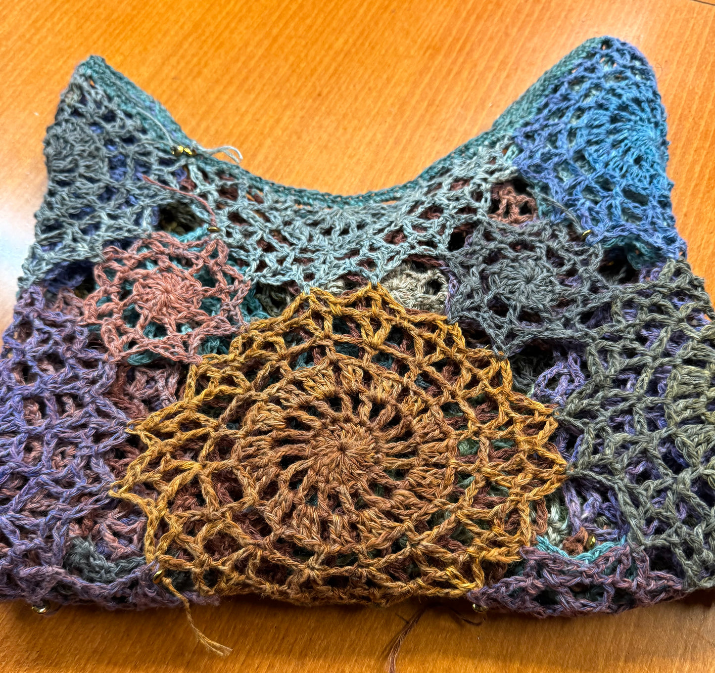 Handmade Circle colorful unique crochet blouse