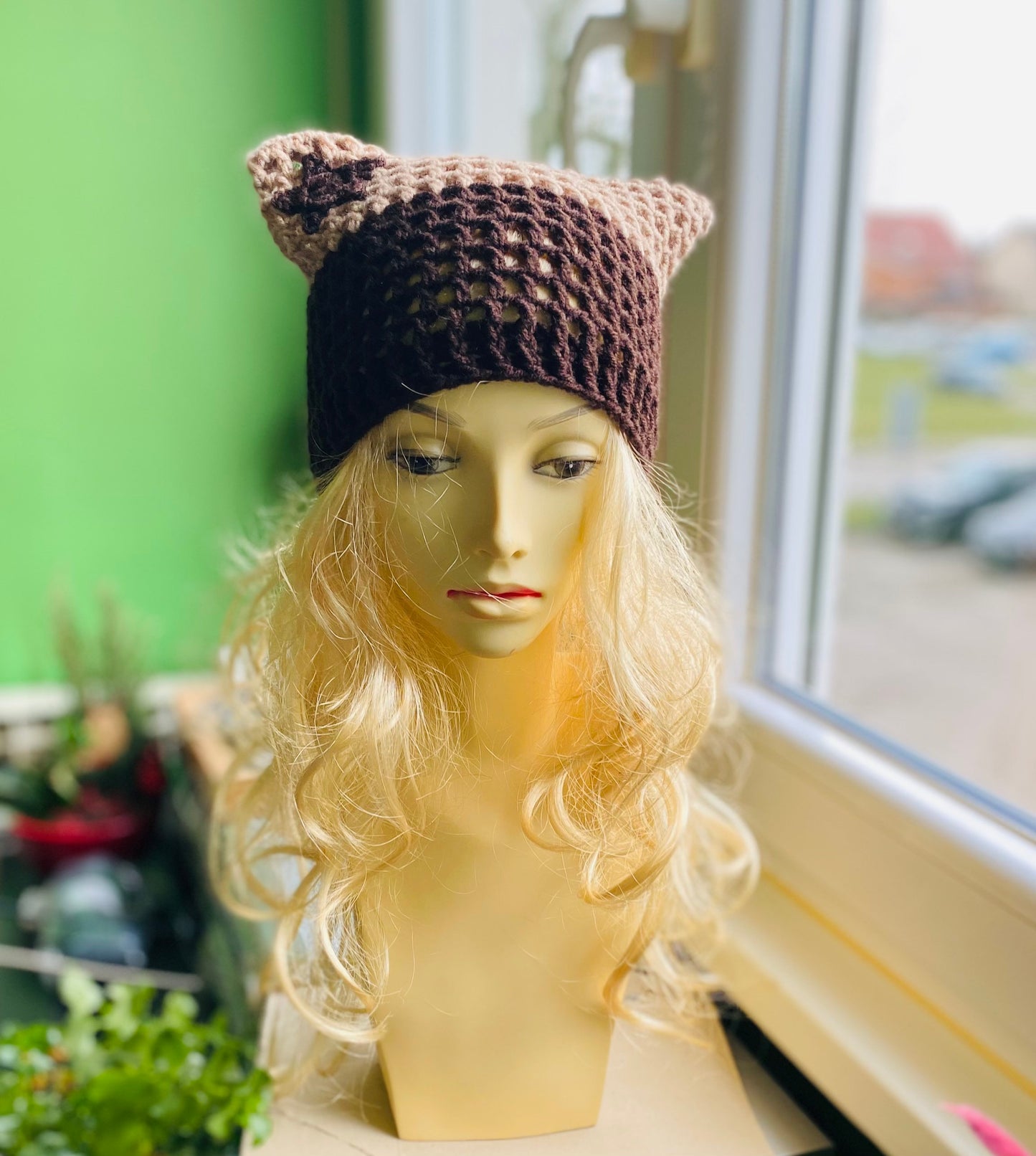 Cat beanie,star beanie,cat ears beanie,cat mesh beanie,cat ear hat,cat ears hat,cat ears autumn beanie, custom color cat beanie, fishnet hat