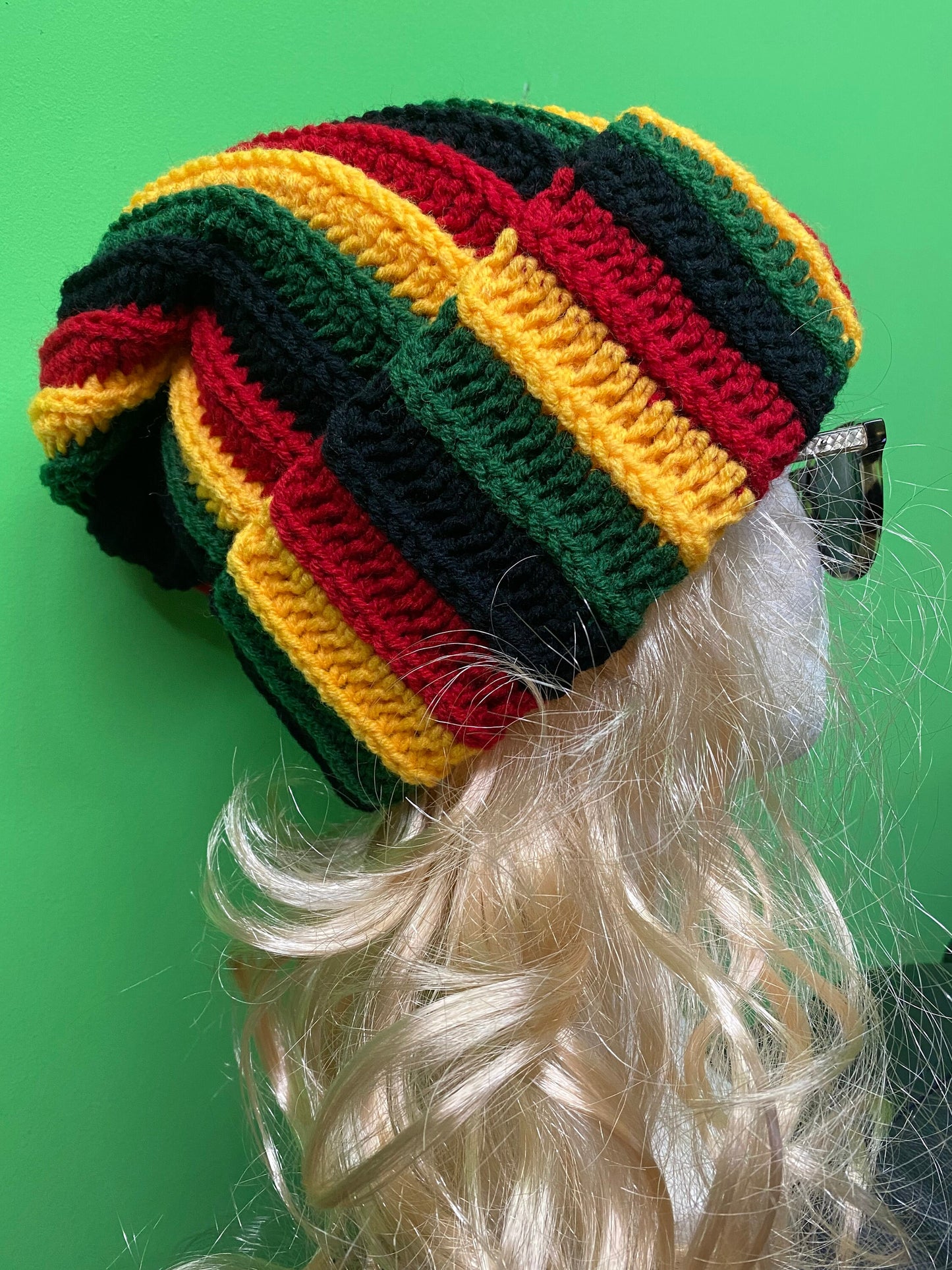 Oversized Rasta Dreadlock Beanie: Handmade Reggae Crochet Hat