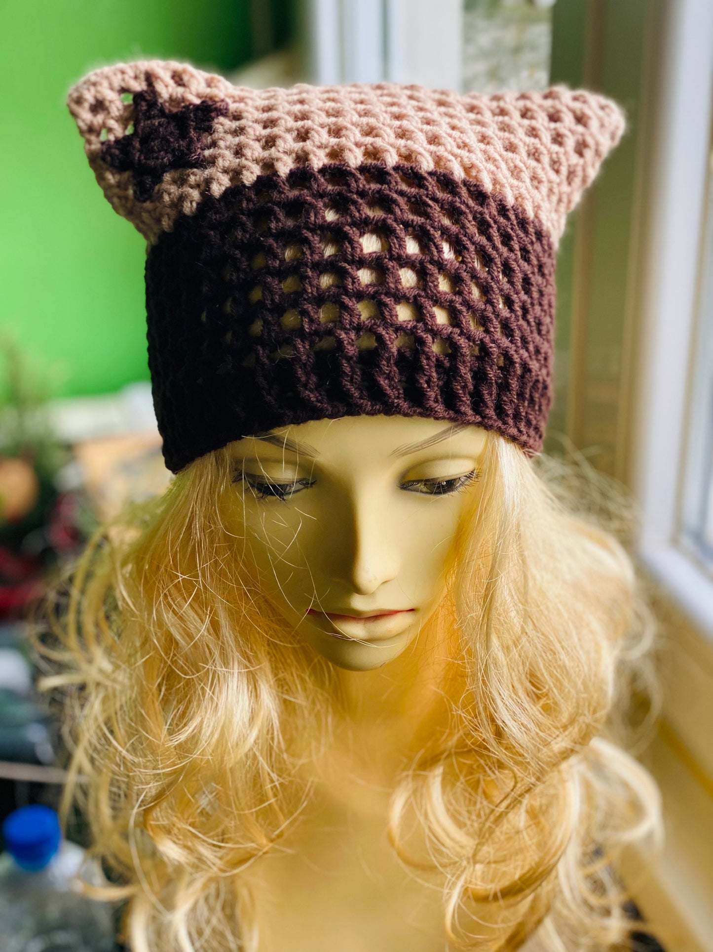 Cat beanie,star beanie,cat ears beanie,cat mesh beanie,cat ear hat,cat ears hat,cat ears autumn beanie, custom color cat beanie, fishnet hat