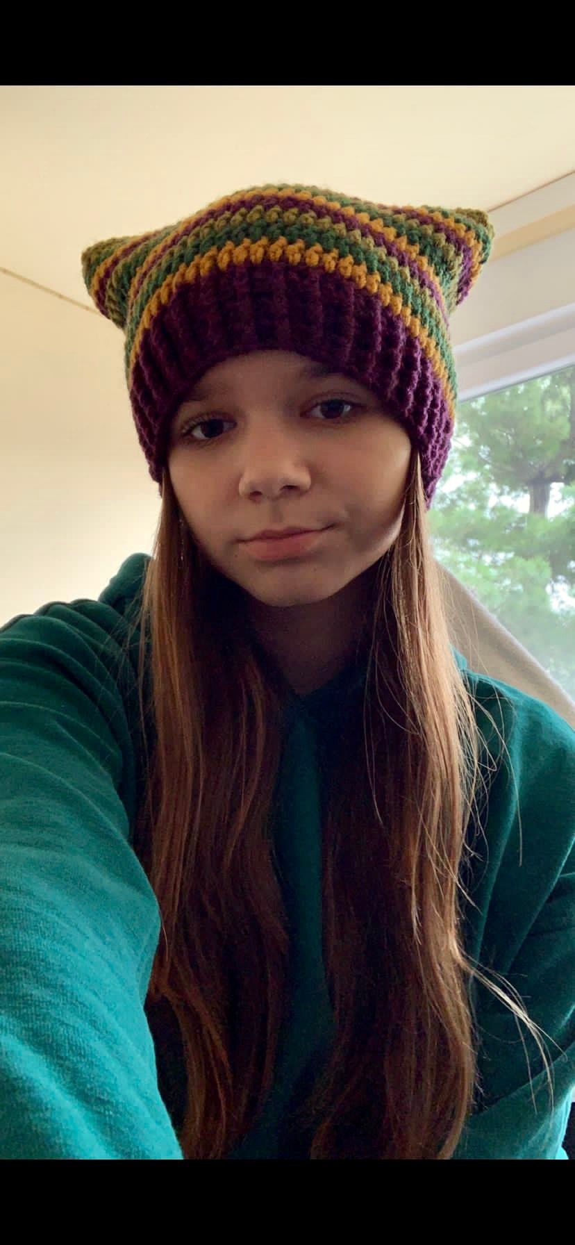 RenaDiDesign | Handmade Crochet Cat Ear Beanie - Soft Chunky Knit Winter Hat