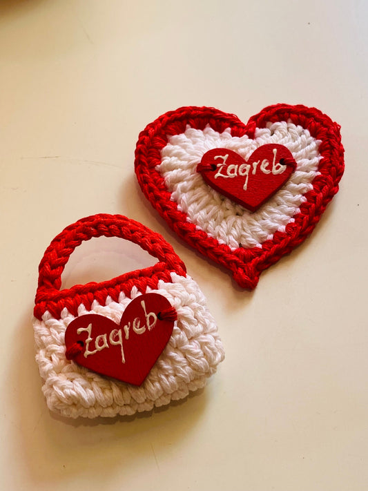 Crochet Zagreb Fridge Magnets: Handmade Cotton Set of 2