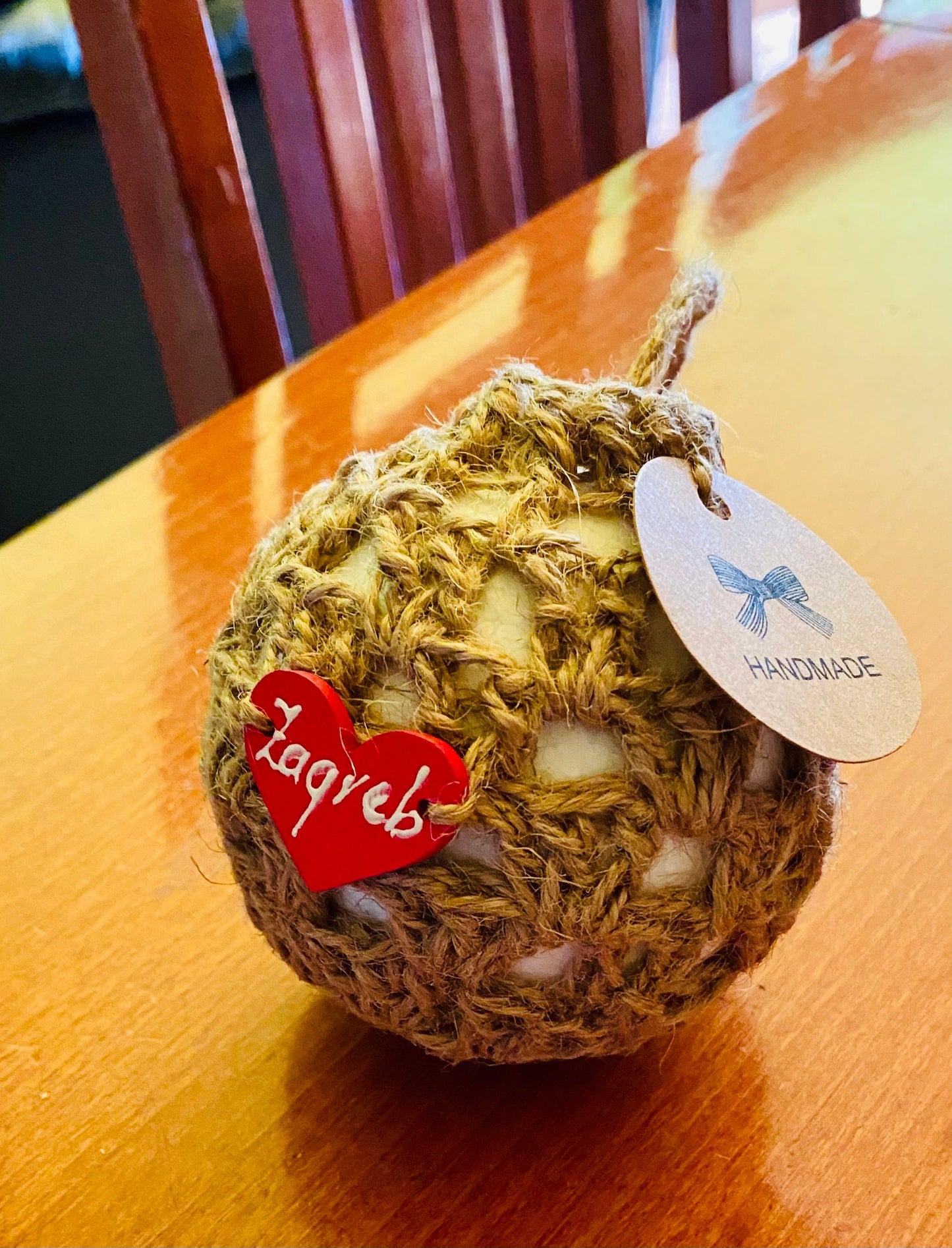 Crocheted Hemp Christmas Ball: Zagreb Decoration