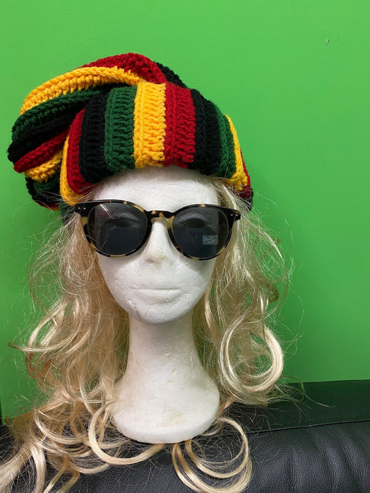 Oversized Rasta Dreadlock Beanie: Handmade Reggae Crochet Hat