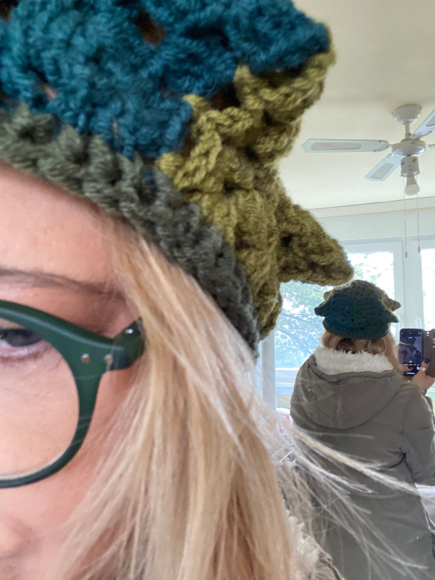 Handmade Crochet Star Hat: Wool Blend Beret