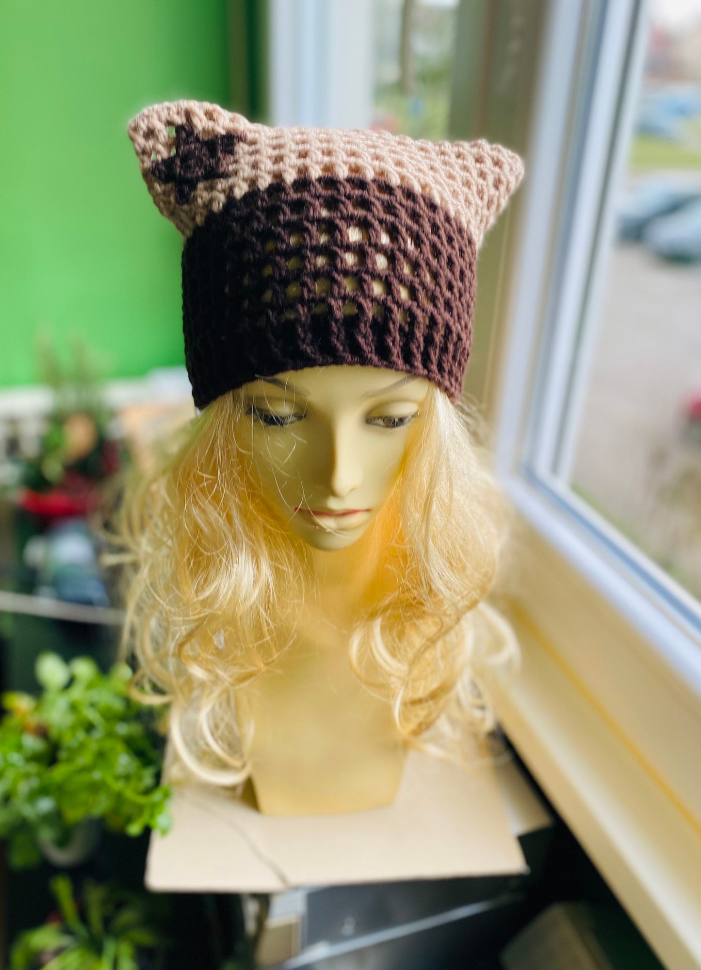 Cat beanie,star beanie,cat ears beanie,cat mesh beanie,cat ear hat,cat ears hat,cat ears autumn beanie, custom color cat beanie, fishnet hat