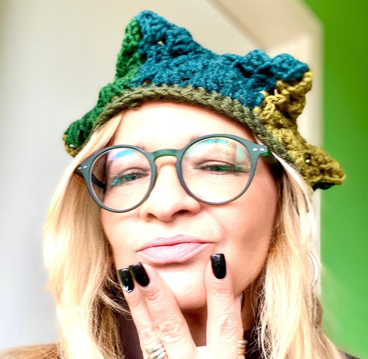 Handmade Crochet Star Hat: Wool Blend Beret