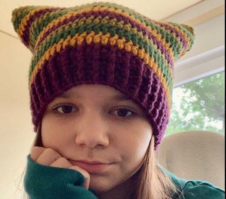 RenaDiDesign | Handmade Crochet Cat Ear Beanie - Soft Chunky Knit Winter Hat