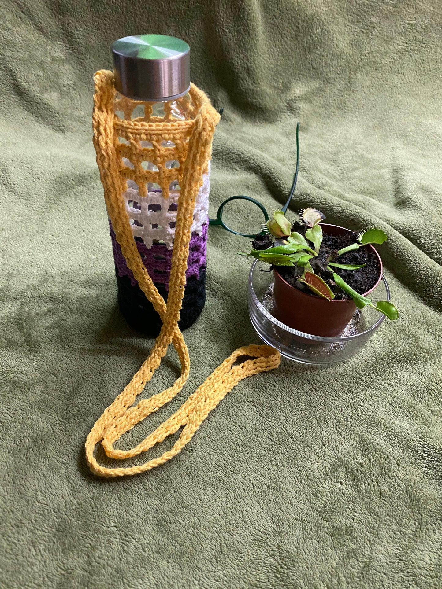 LGBT Pride Non-Binary Flag Crochet Bottle Holder Crossbody Bag