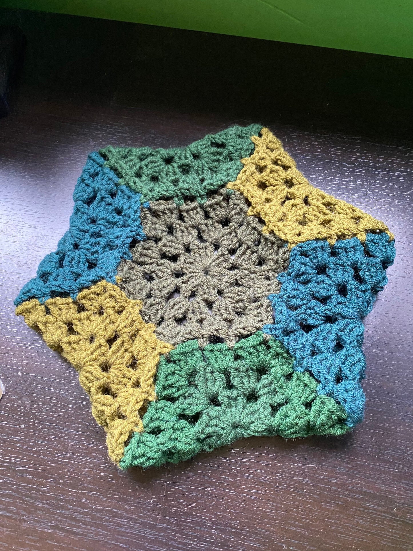 Handmade Crochet Star Hat: Wool Blend Beret