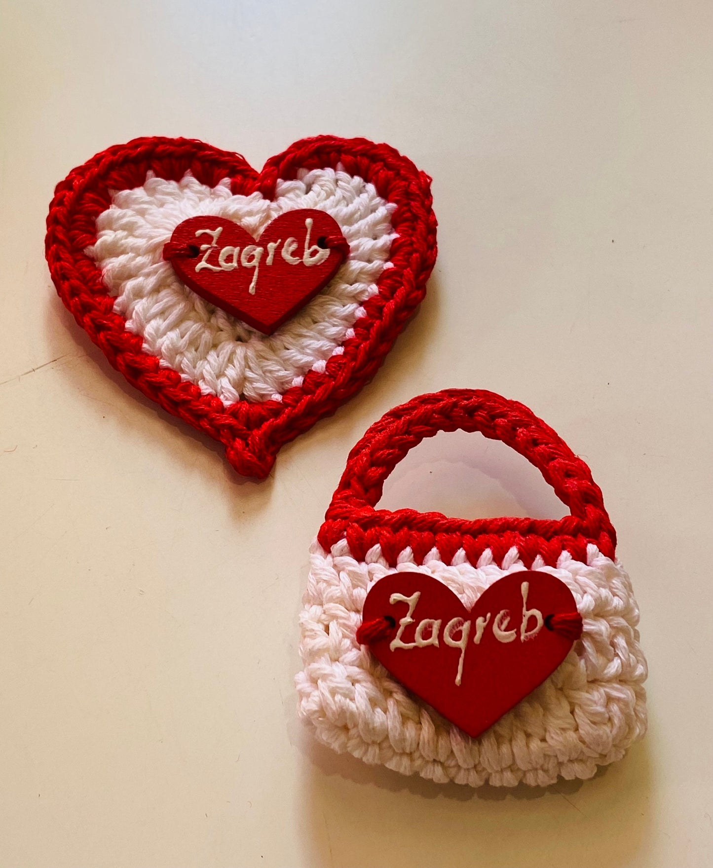 Crochet Zagreb Fridge Magnets: Handmade Cotton Set of 2