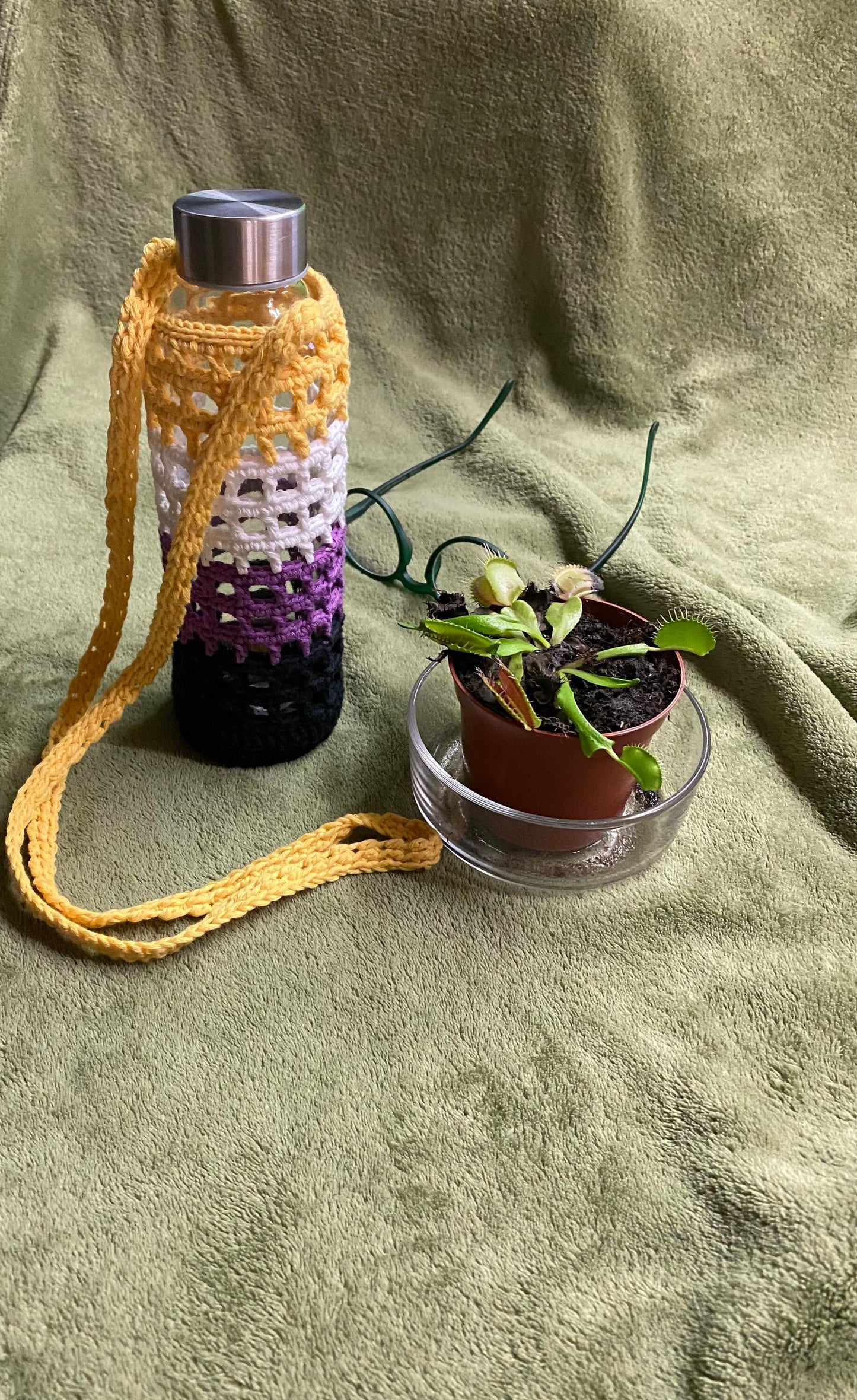LGBT Pride Non-Binary Flag Crochet Bottle Holder Crossbody Bag