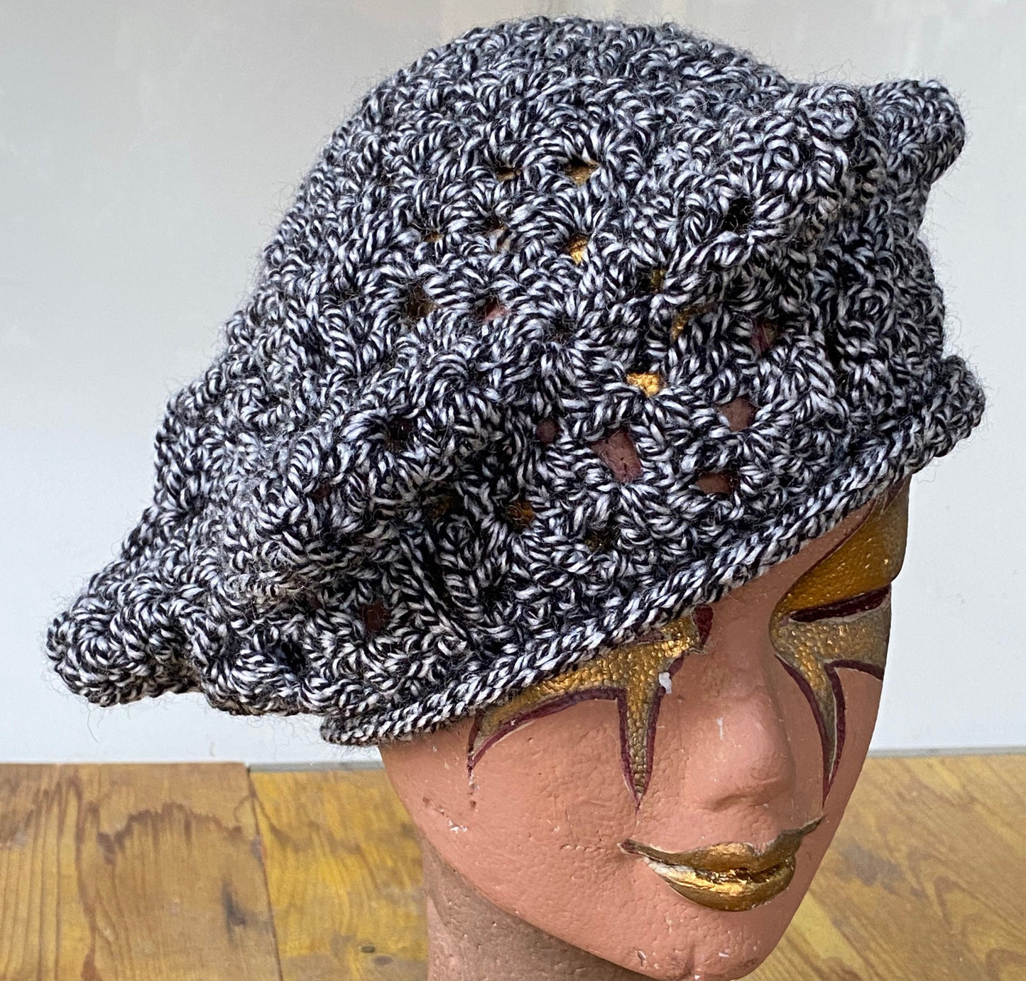 star-shared hat, star beret, grey hat, Hexagon hat, hexagon crochet hat, gray hat, hexagon hat, crocheted hat, Mother’s Day gift