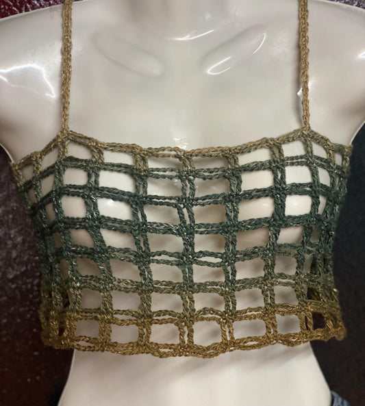 Mesh crochet crop top, tank top, sleeveless shirt, sleeveless crop top, crochet tank top, braces shirt, braces crop top, crochet crop-top