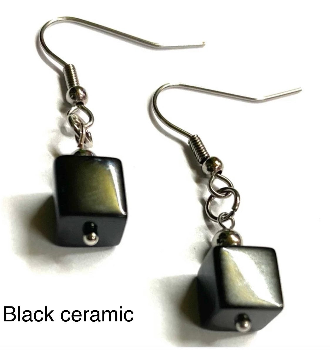 Anime earrings, handmade jewelry, gift for her, agate stone hematite, ceramic, rubber glass, red glass, cross, anime jewelry