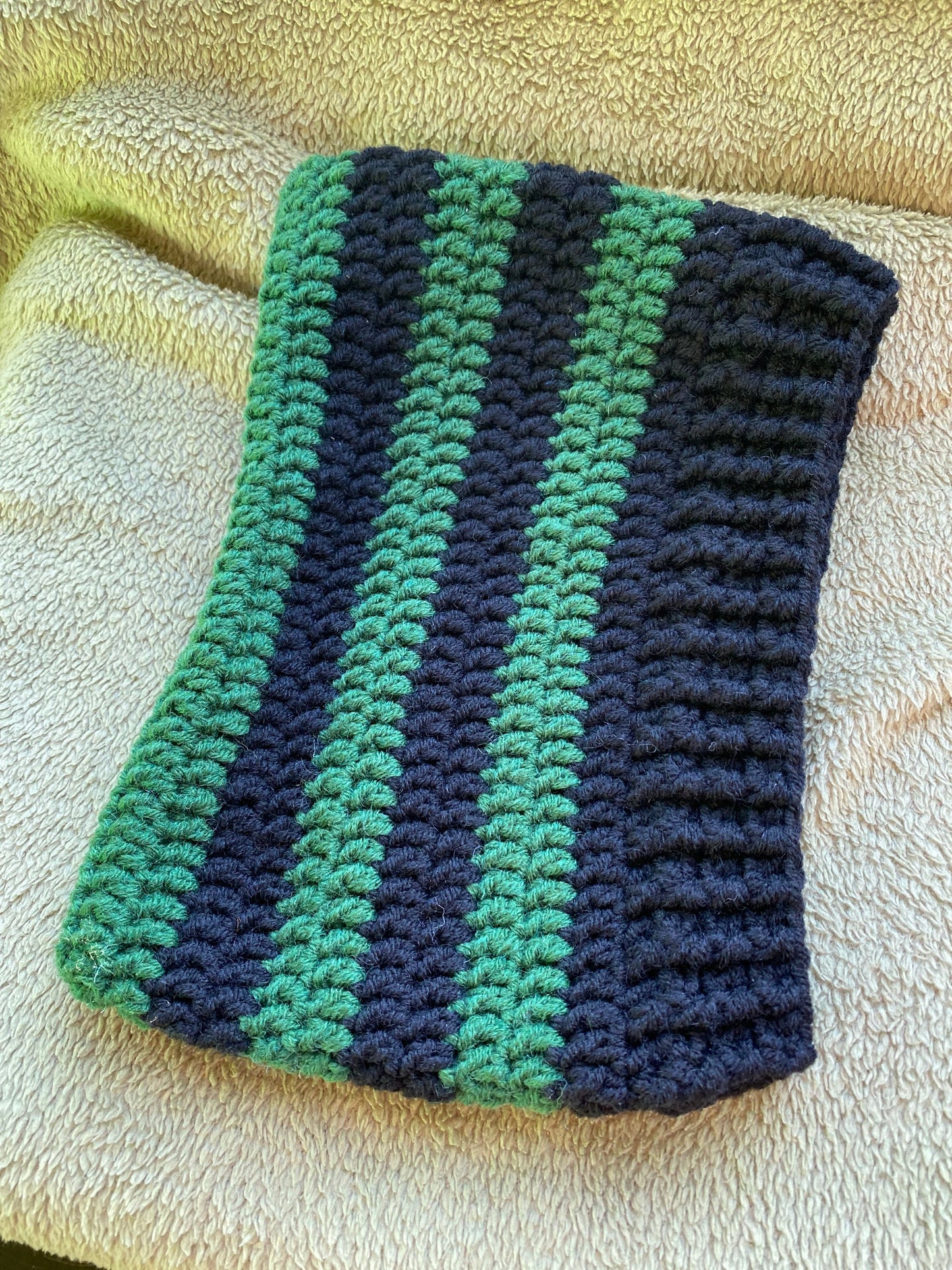 Handmade Crochet Cat Ear Beanie: Striped Wool-Acrylic Hat
