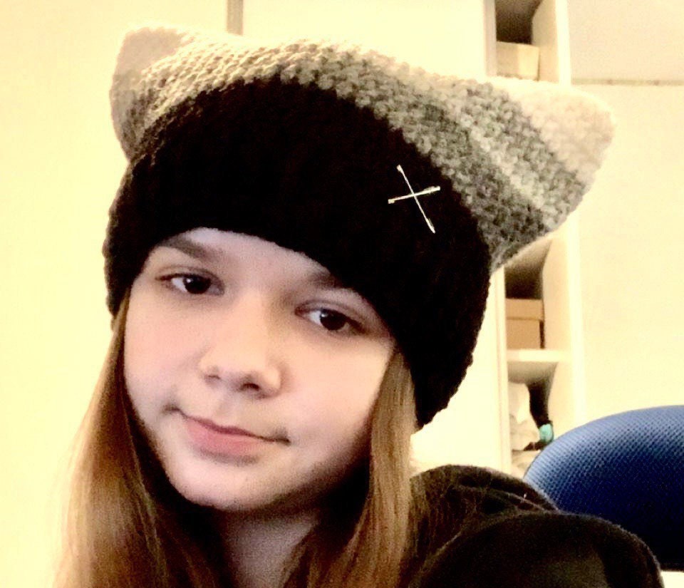 Crochet Cat Ear Beanie: Handmade Wool Blend Pin Hat