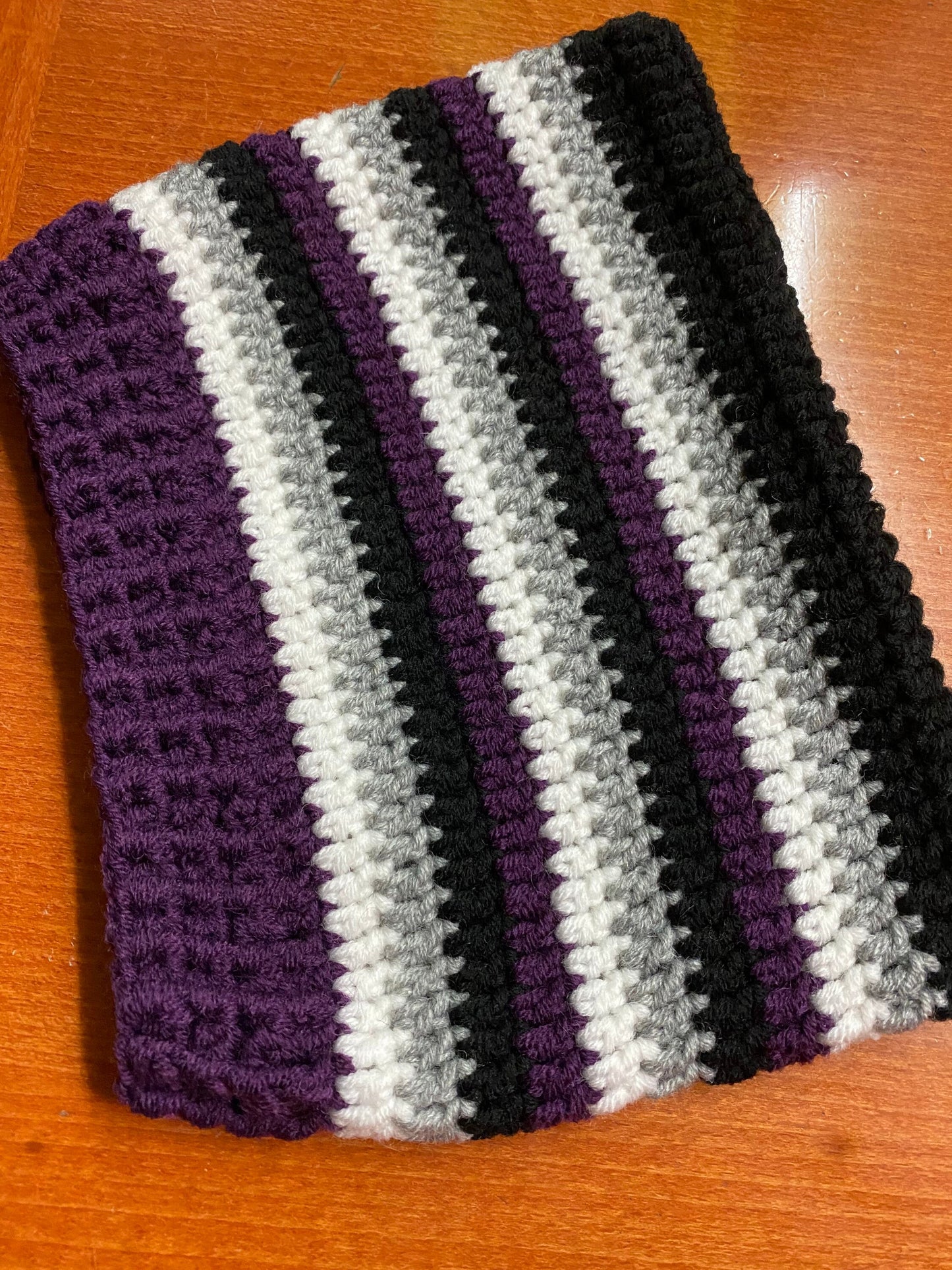 Crochet Asexual Pride Cat Ear Beanie: Wool Blend Hat