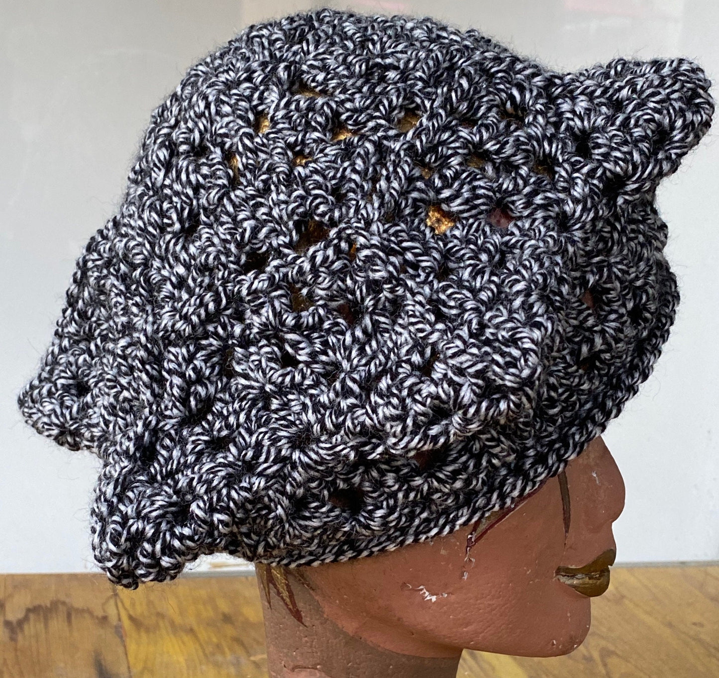 star-shared hat, star beret, grey hat, Hexagon hat, hexagon crochet hat, gray hat, hexagon hat, crocheted hat, Mother’s Day gift