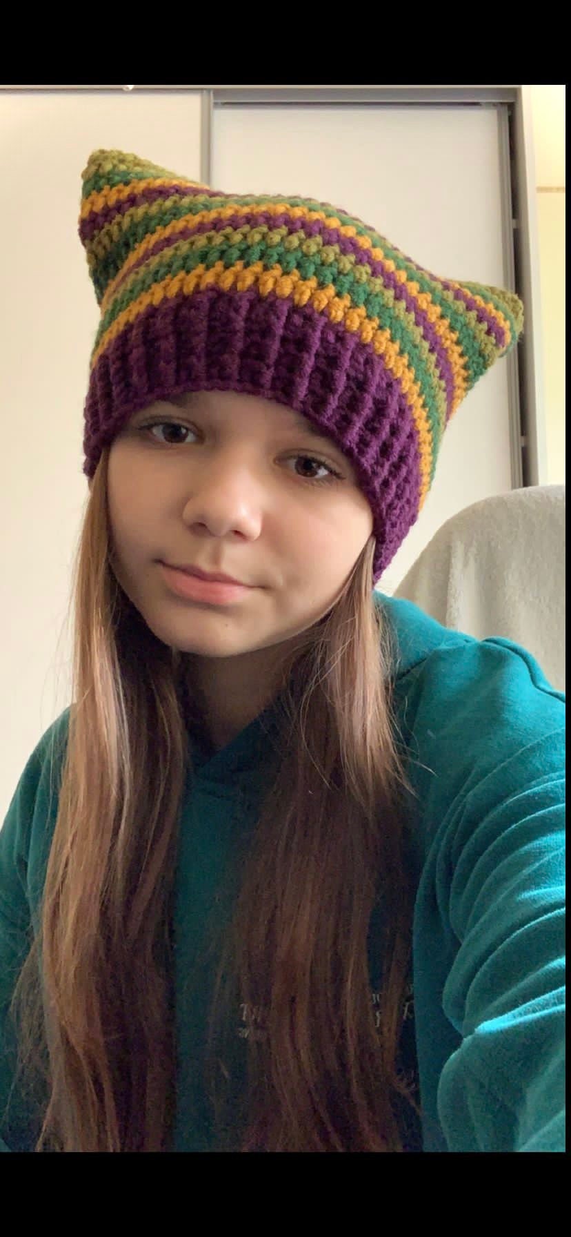 RenaDiDesign | Handmade Crochet Cat Ear Beanie - Soft Chunky Knit Winter Hat