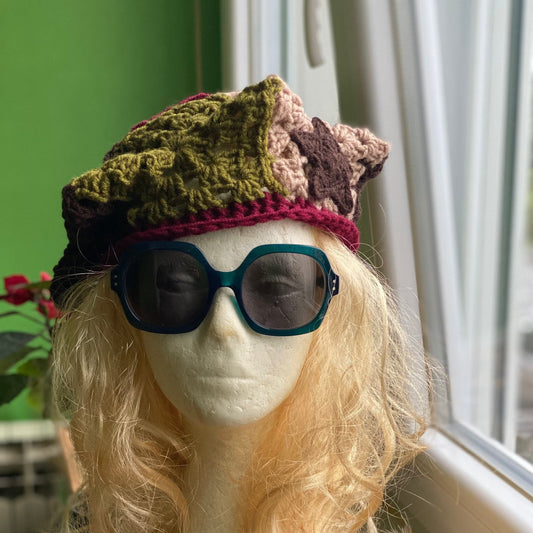 Crochet Star Beret Hat: Handmade Wool Blend, Granny Hexagon Design