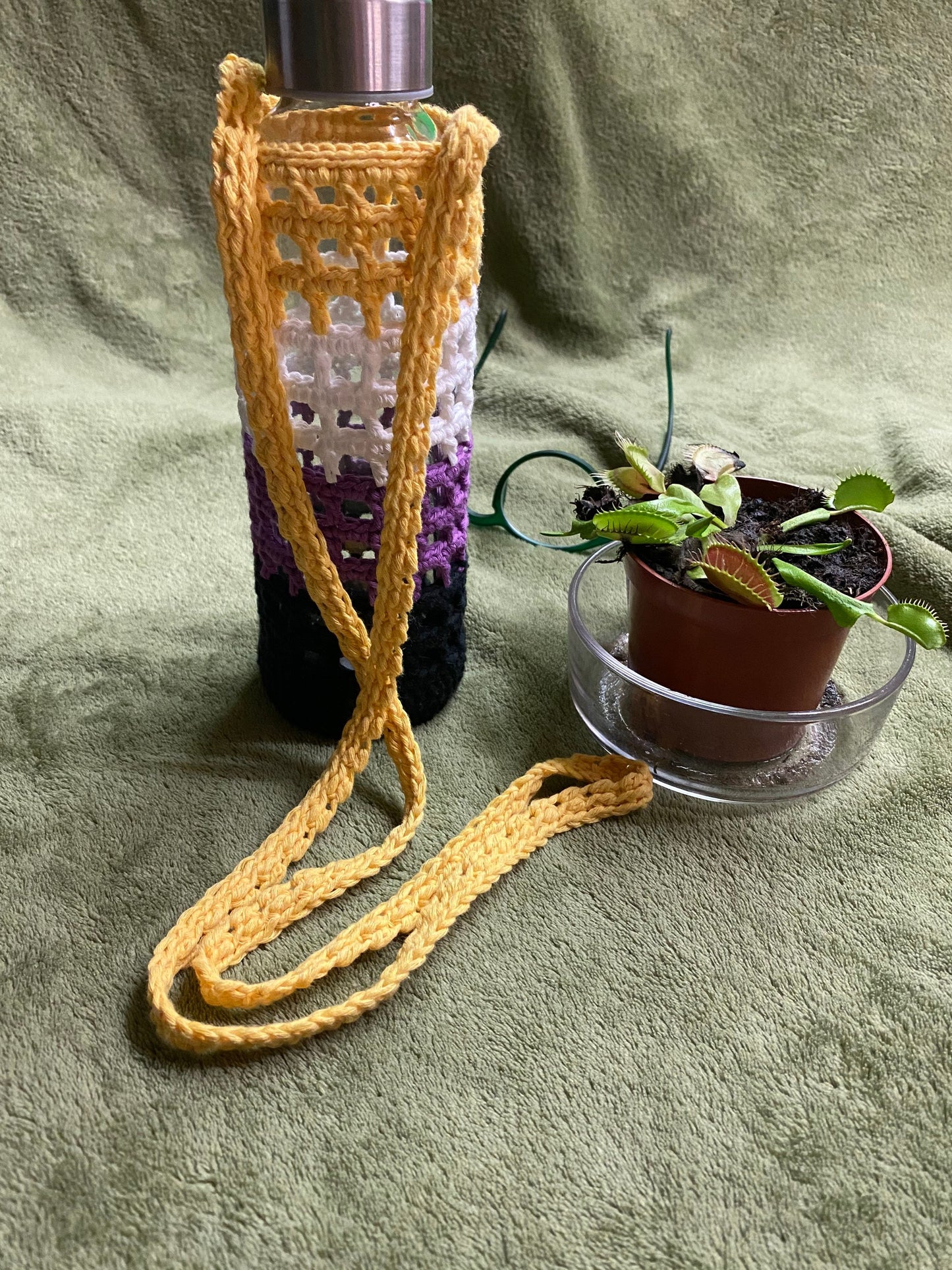 LGBT Pride Non-Binary Flag Crochet Bottle Holder Crossbody Bag