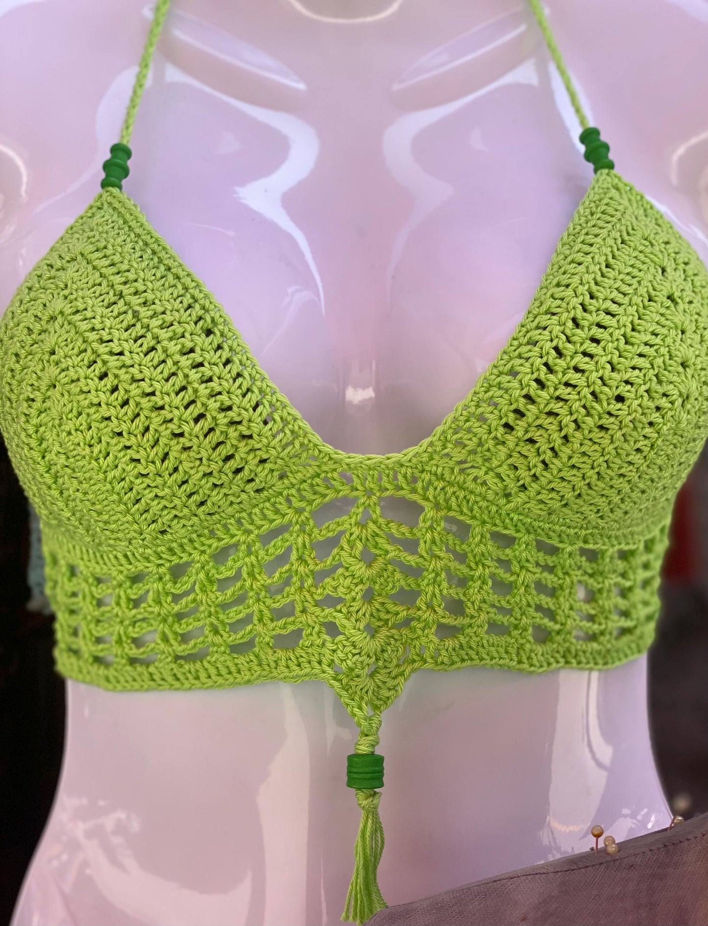 Crochet Festival Top, Boho Halter Crop Top, Hippie Bralette with Beads, Handmade Summer Beach Wear, Sexy Crochet Bra, Gift for Her, Rave Out