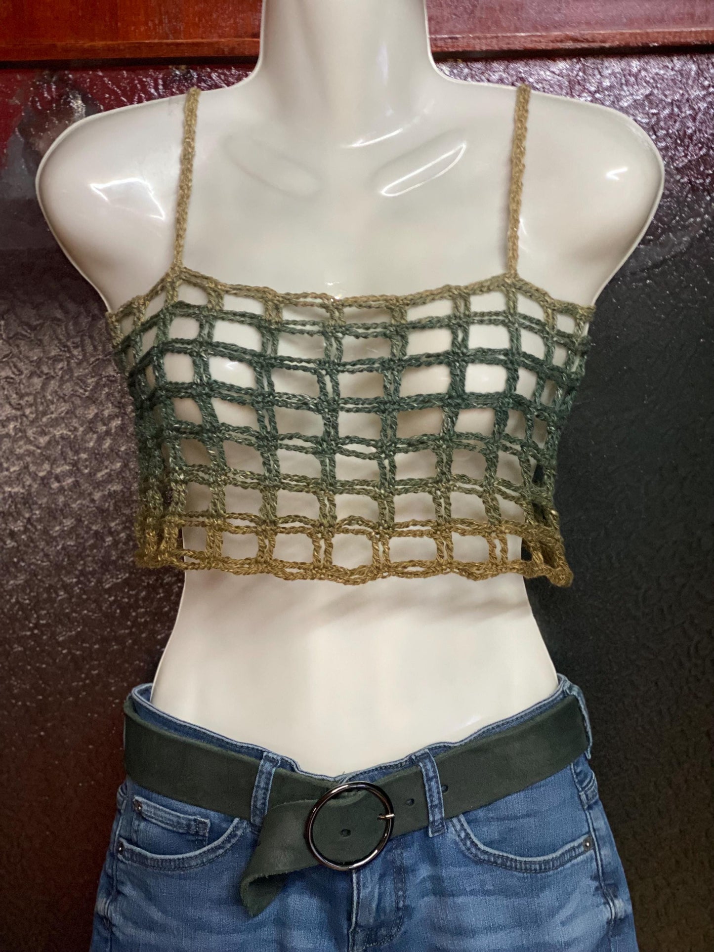 Mesh crochet crop top, tank top, sleeveless shirt, sleeveless crop top, crochet tank top, braces shirt, braces crop top, crochet crop-top