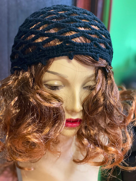 Summer Mesh beanie, crochet beanie, black crochet mesh hat, handmade mesh hat, handmade gift, gift for her, crochet web beanie, Mother’s Day