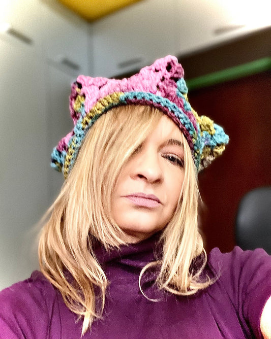 Crochet Star Hat, Handmade Fairycore Slouchy Beanie, Colorful Granny Square Star Cap, Boho Hippie Winter Hat, Unique Patchwork Aesthetic Hea